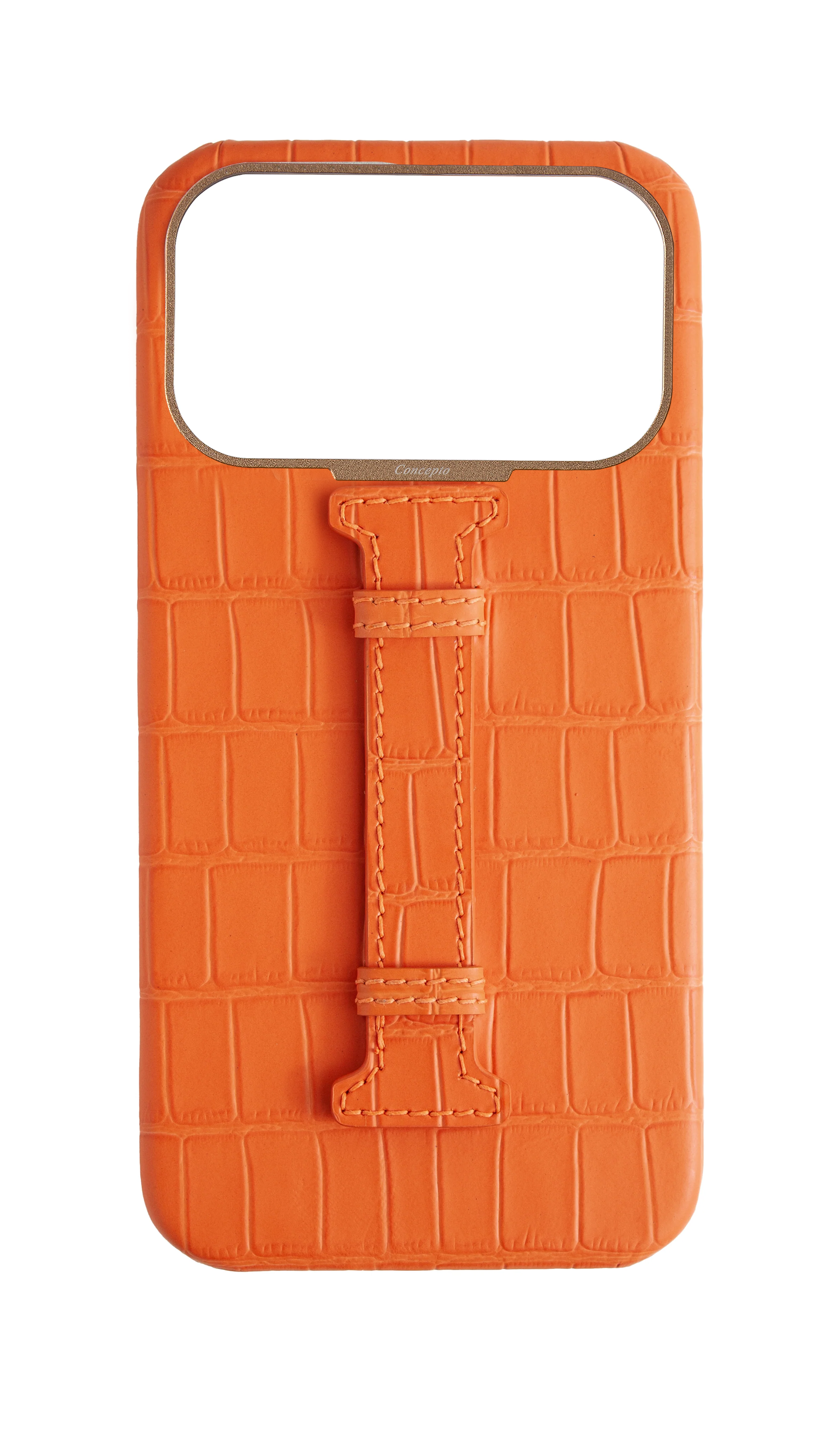 Matte Orange Embossed Crocodile Case