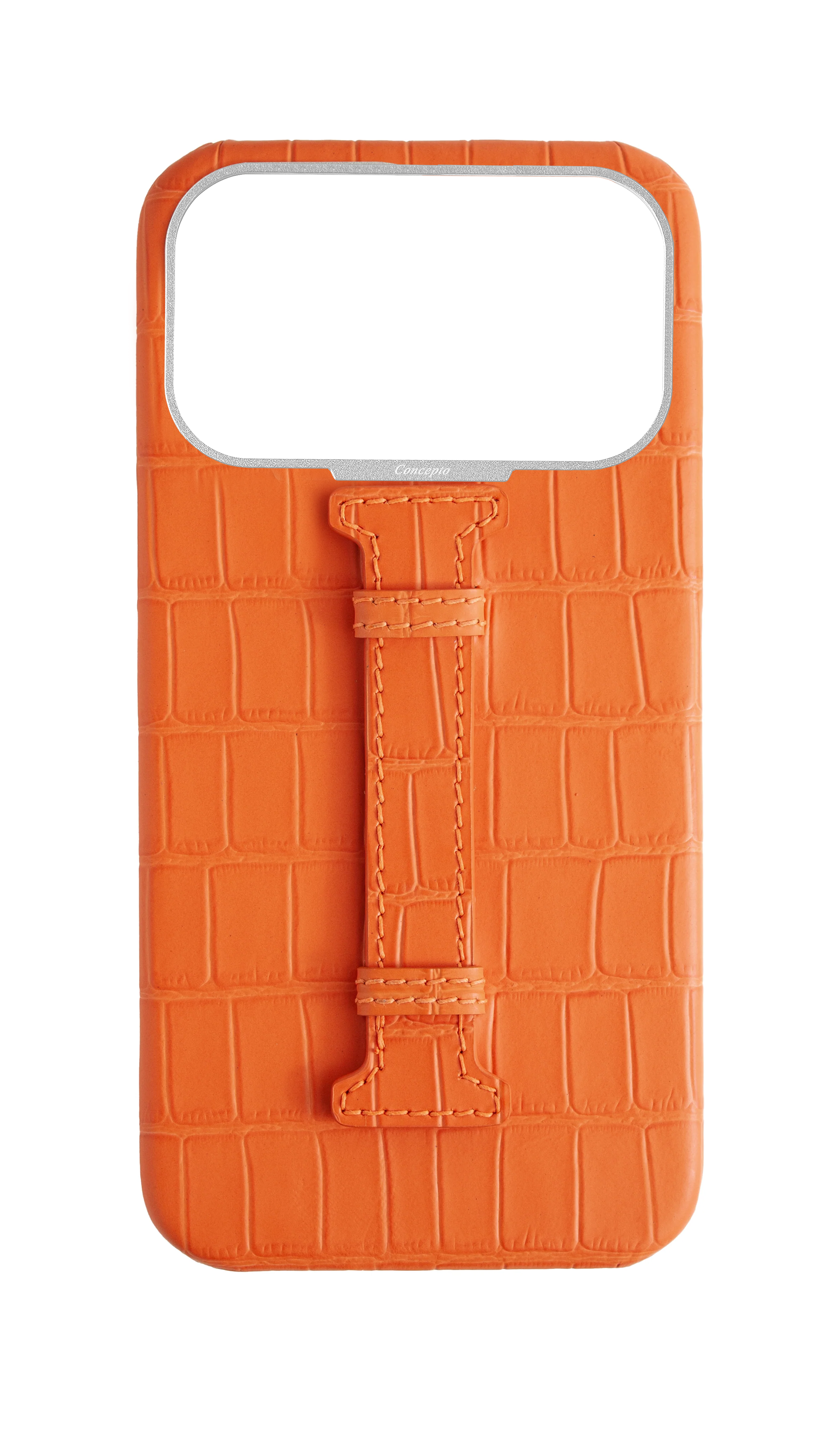 Matte Orange Embossed Crocodile Case