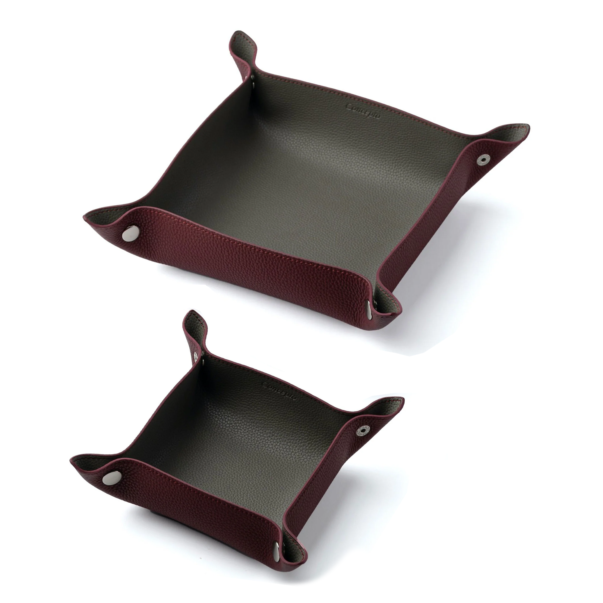 Maroon / Dark Taupe Leather Tray