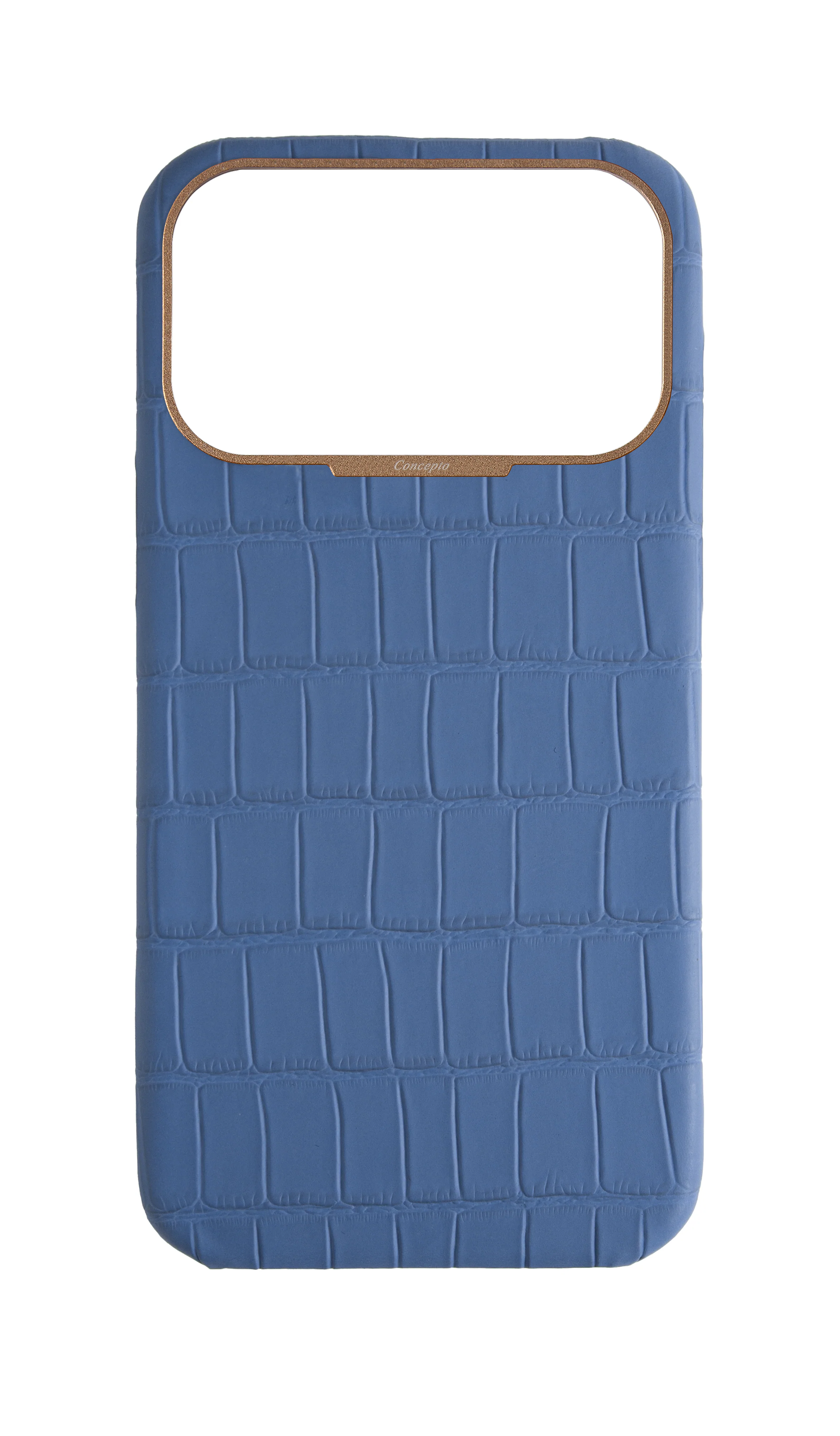 Matte Navy Strapless Embossed Crocodile Case