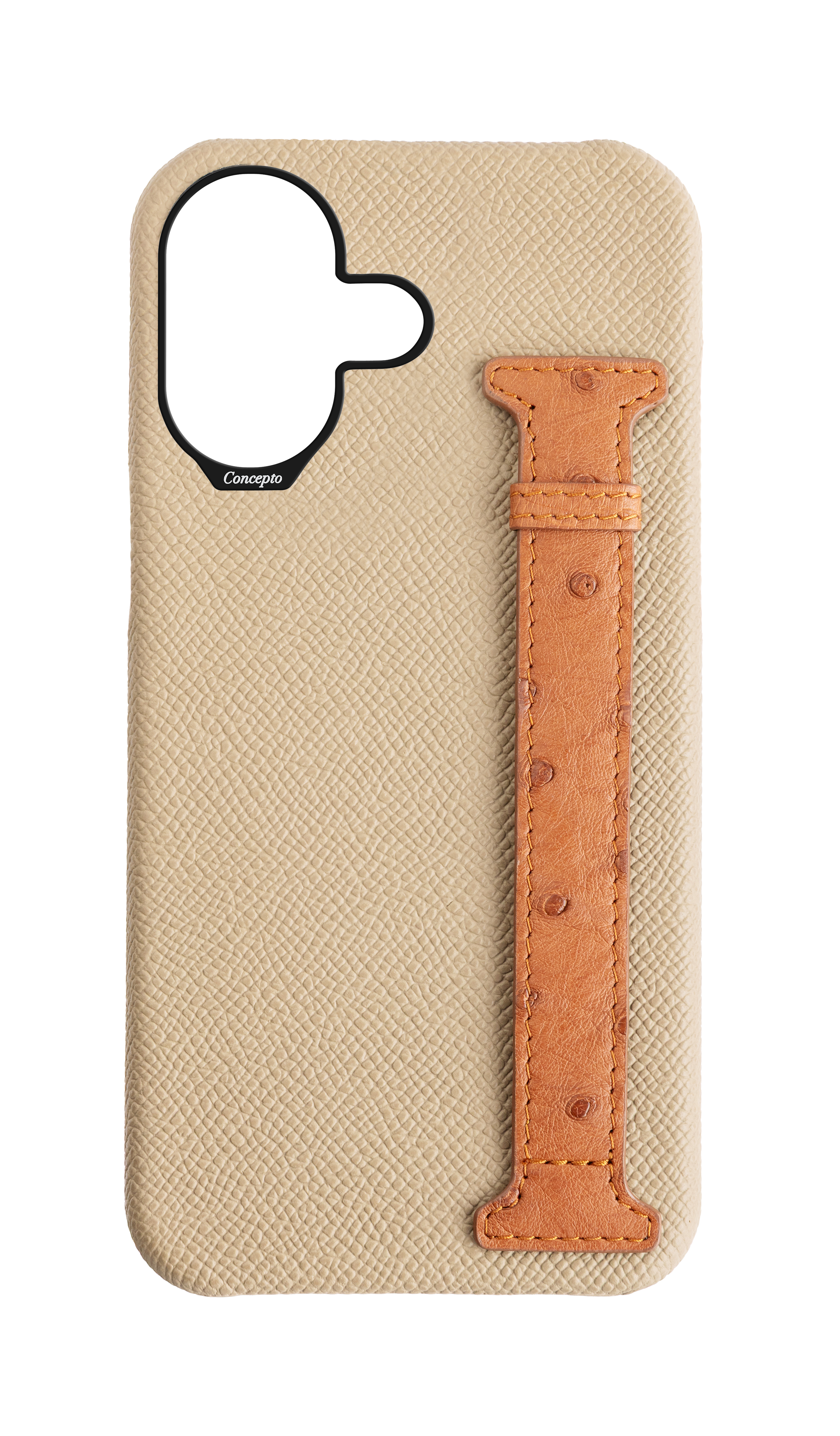 Beige / Tan Exotic Ostrich Side Strap Case