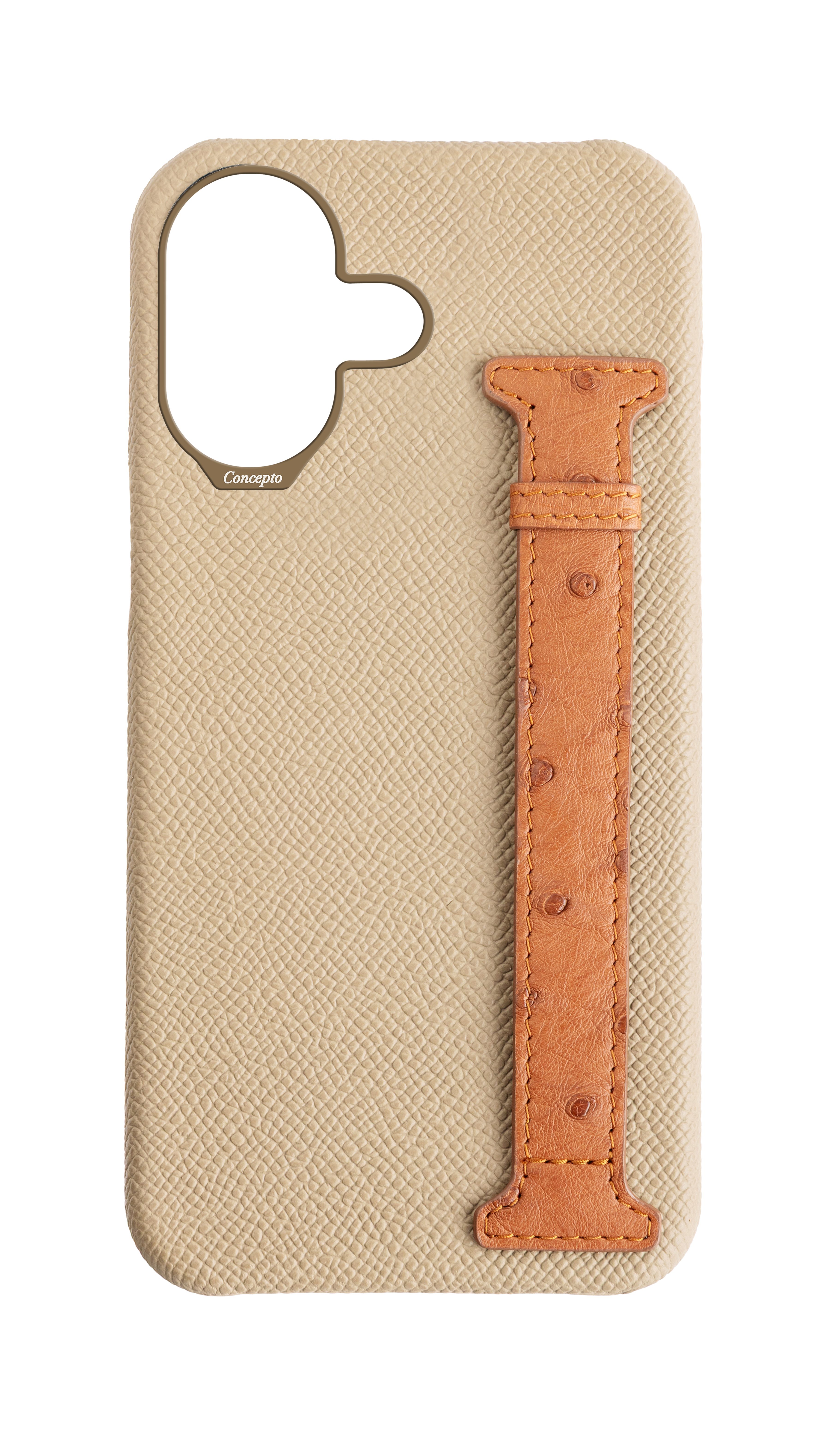 Beige / Tan Exotic Ostrich Side Strap Case