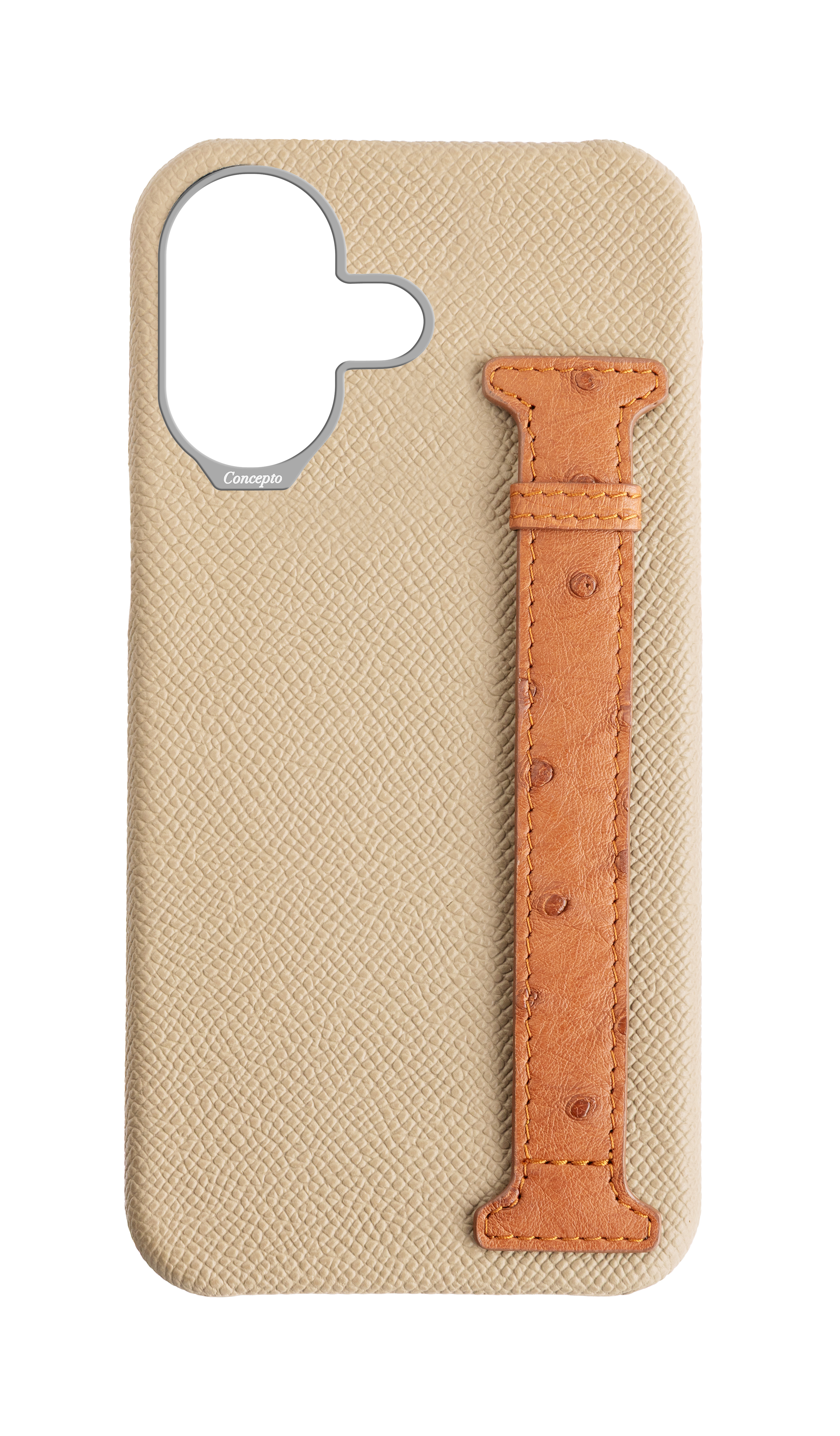Beige / Tan Exotic Ostrich Side Strap Case