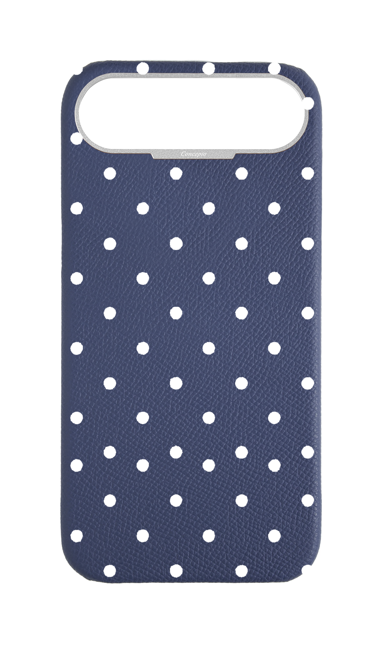Navy Strapless Epsom Case - Polka Dots