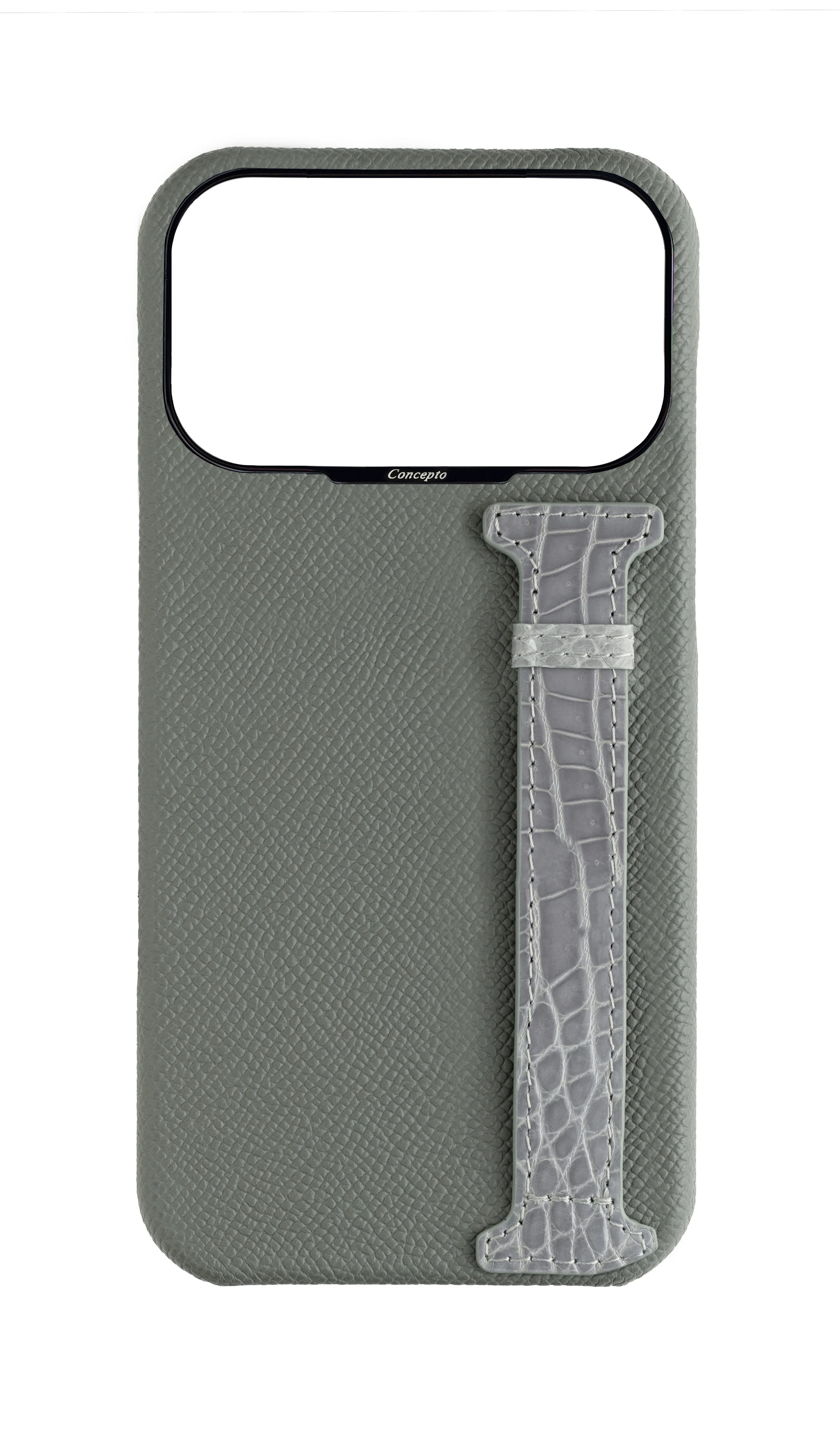 Grey Exotic Crocodile Side Strap Case
