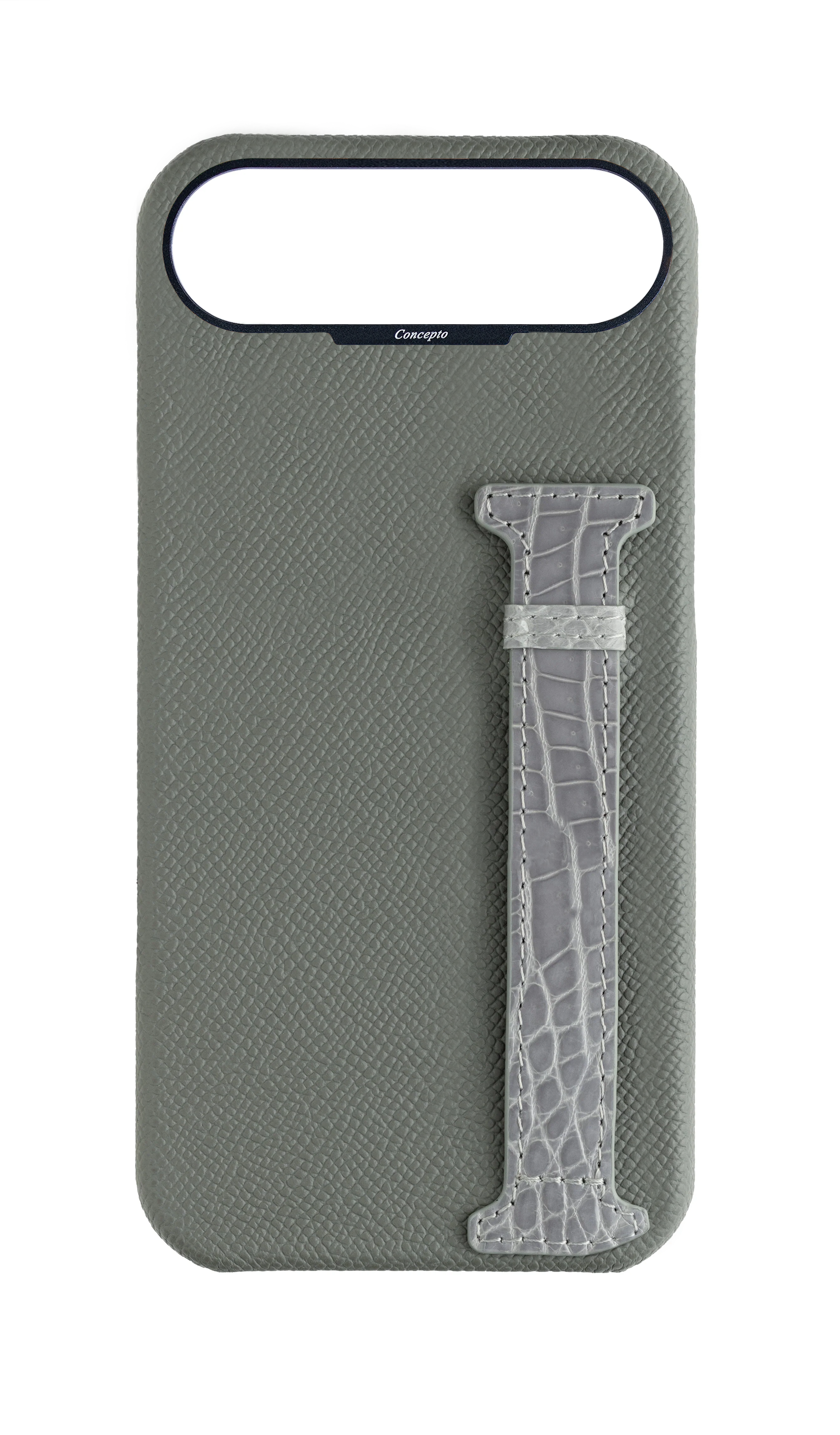 Grey Exotic Crocodile Side Strap Case