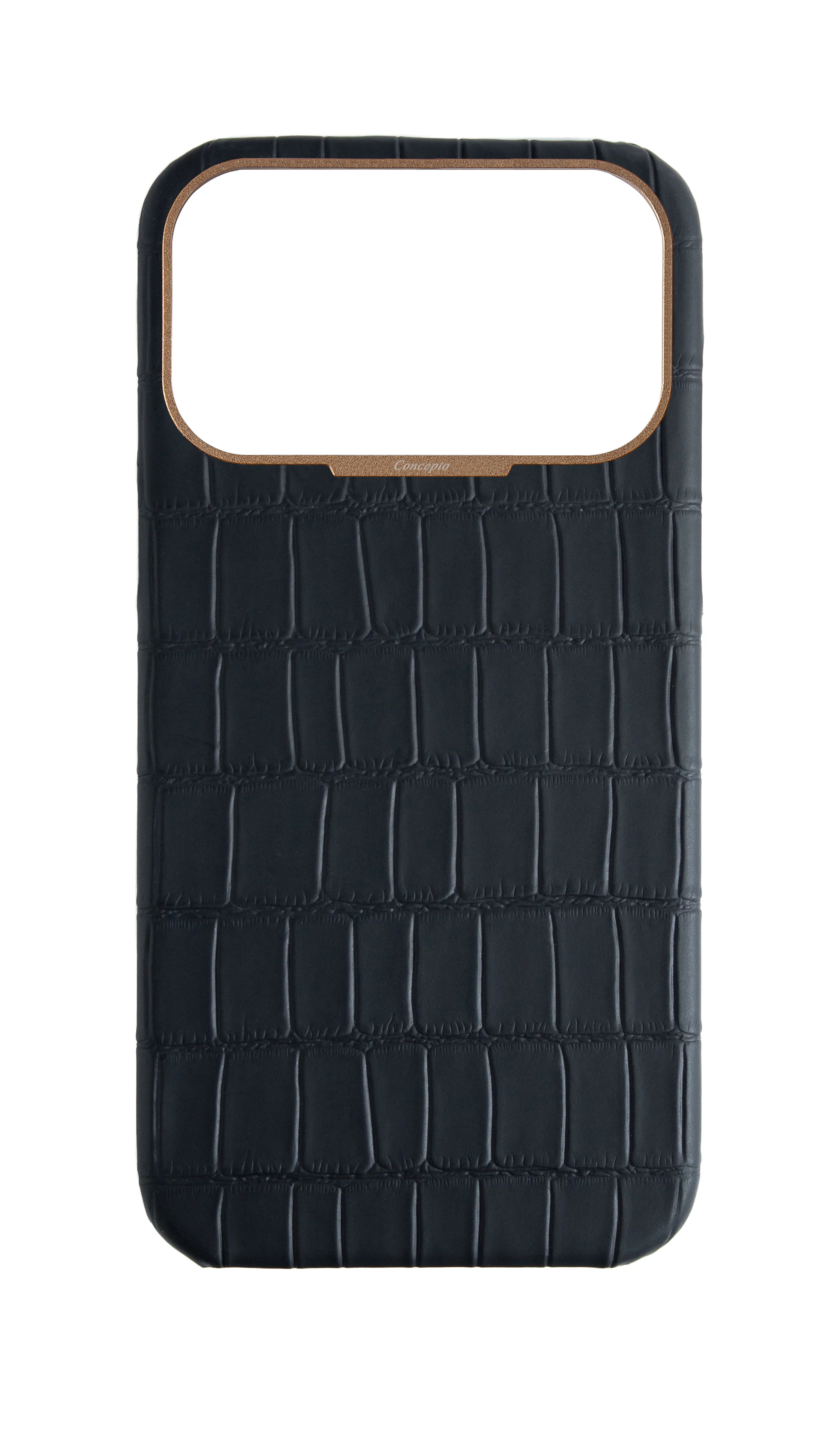 Matte Black Strapless Embossed Crocodile Case