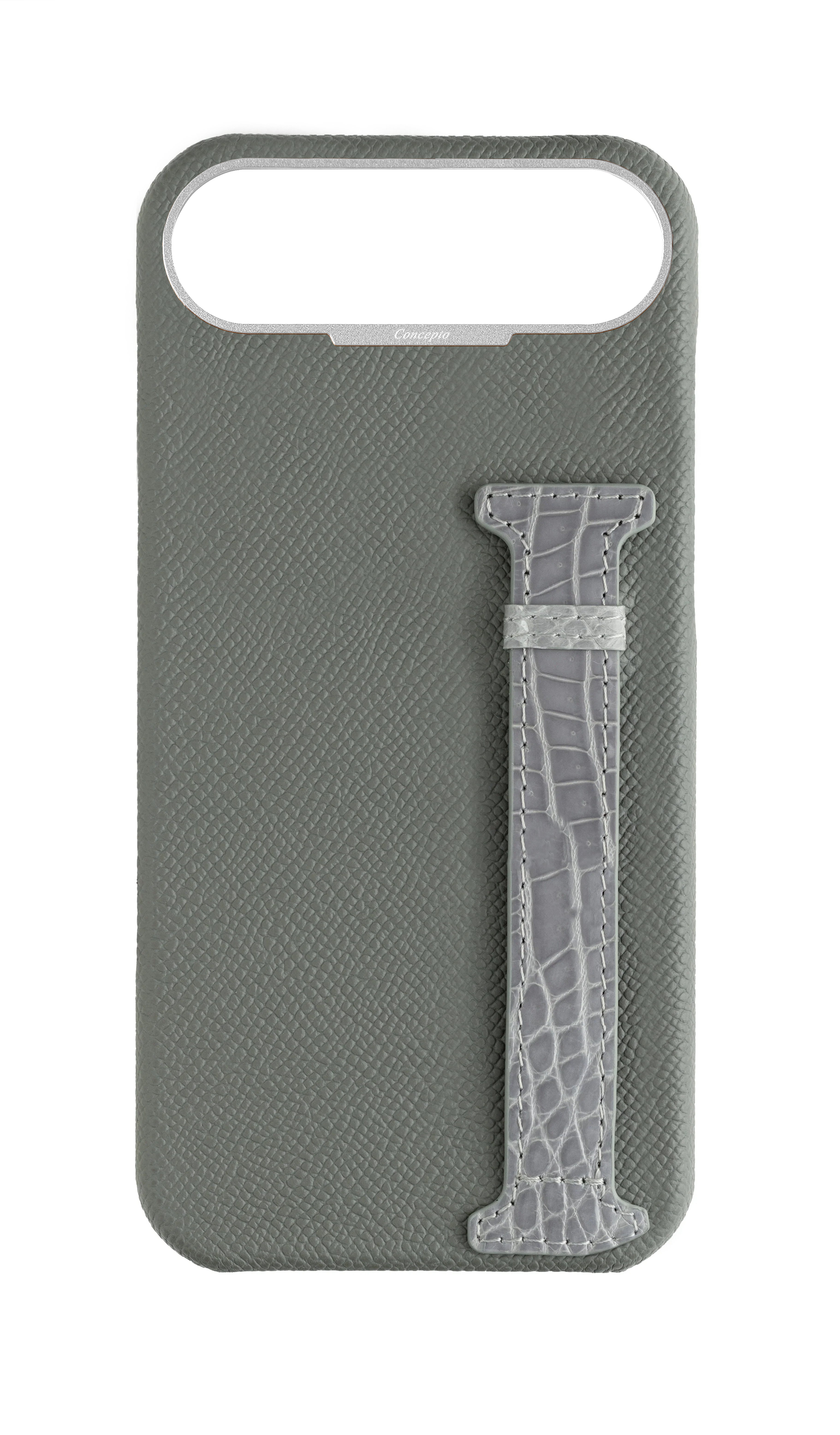 Grey Exotic Crocodile Side Strap Case