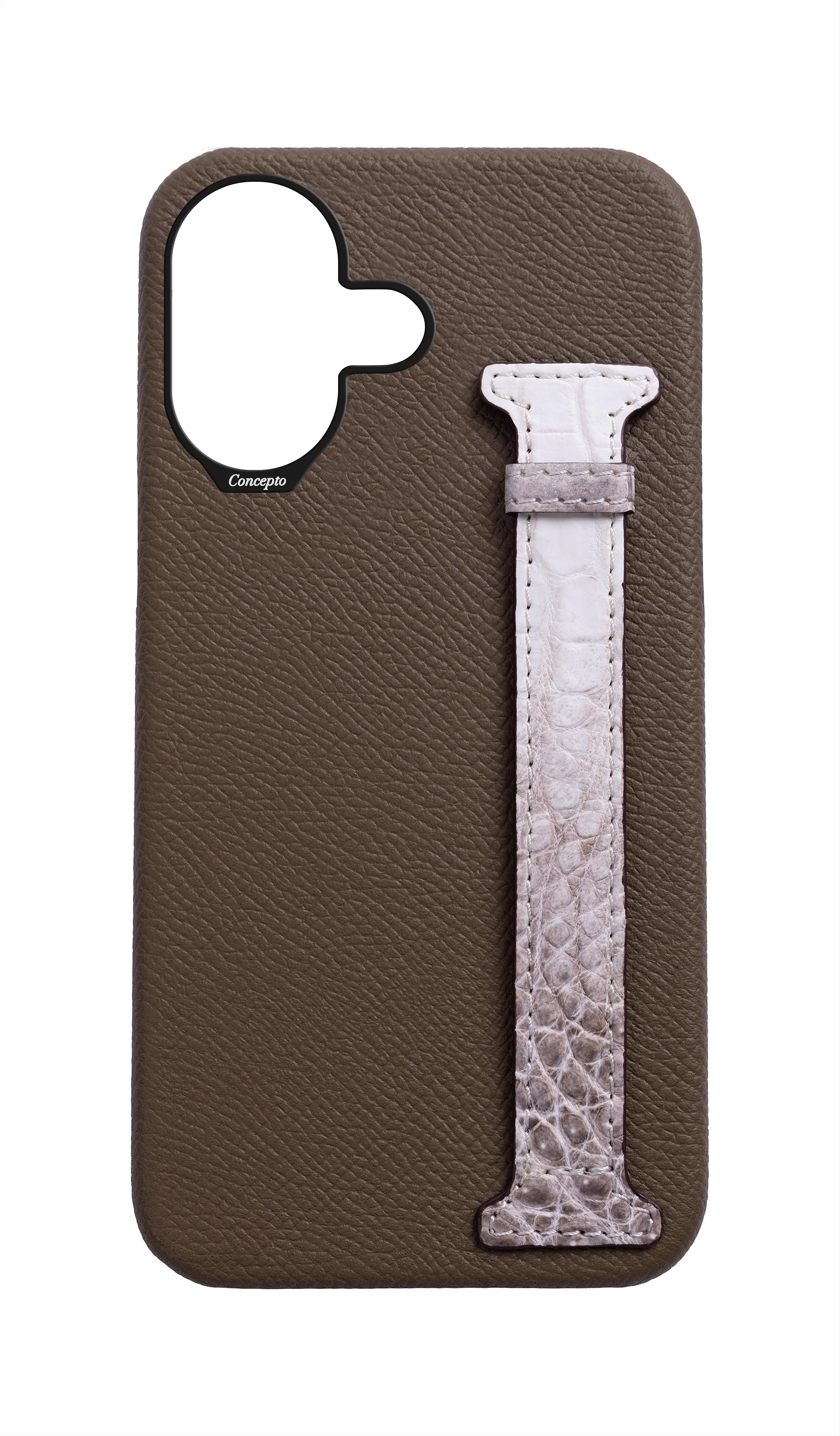 Taupe Himalayan Exotic Crocodile Side Strap Case