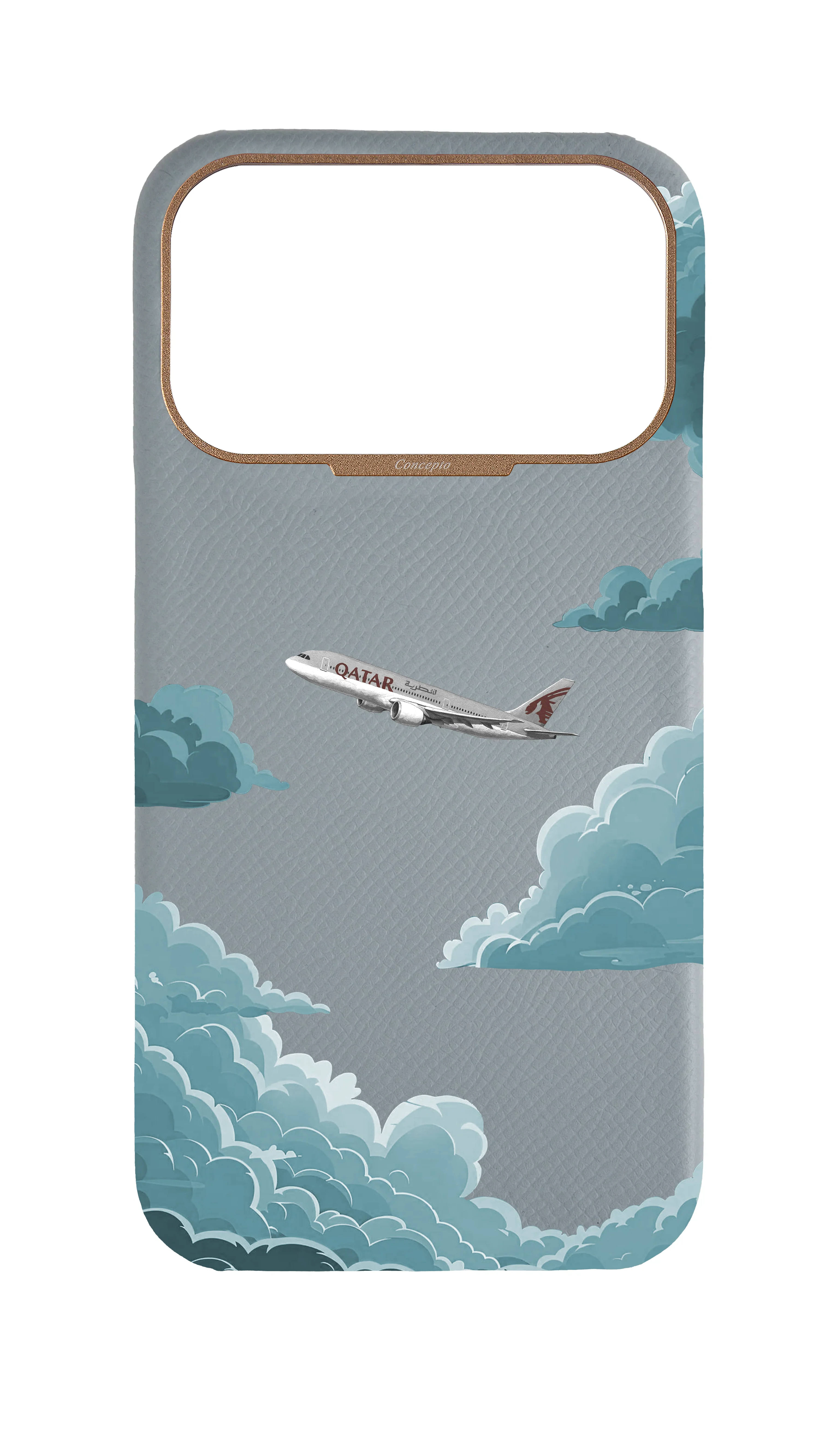 Light Blue Grey Strapless Case - Qatar Airways