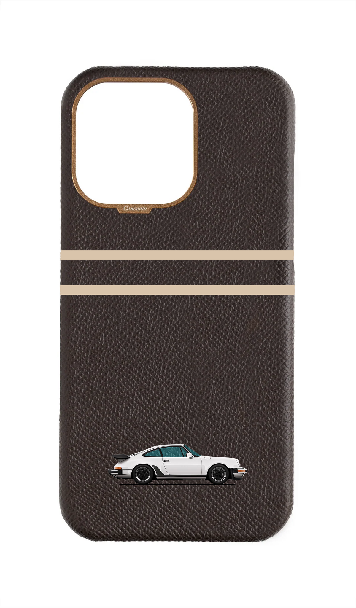 Brown Strapless Epsom Case - Retro Sport Design