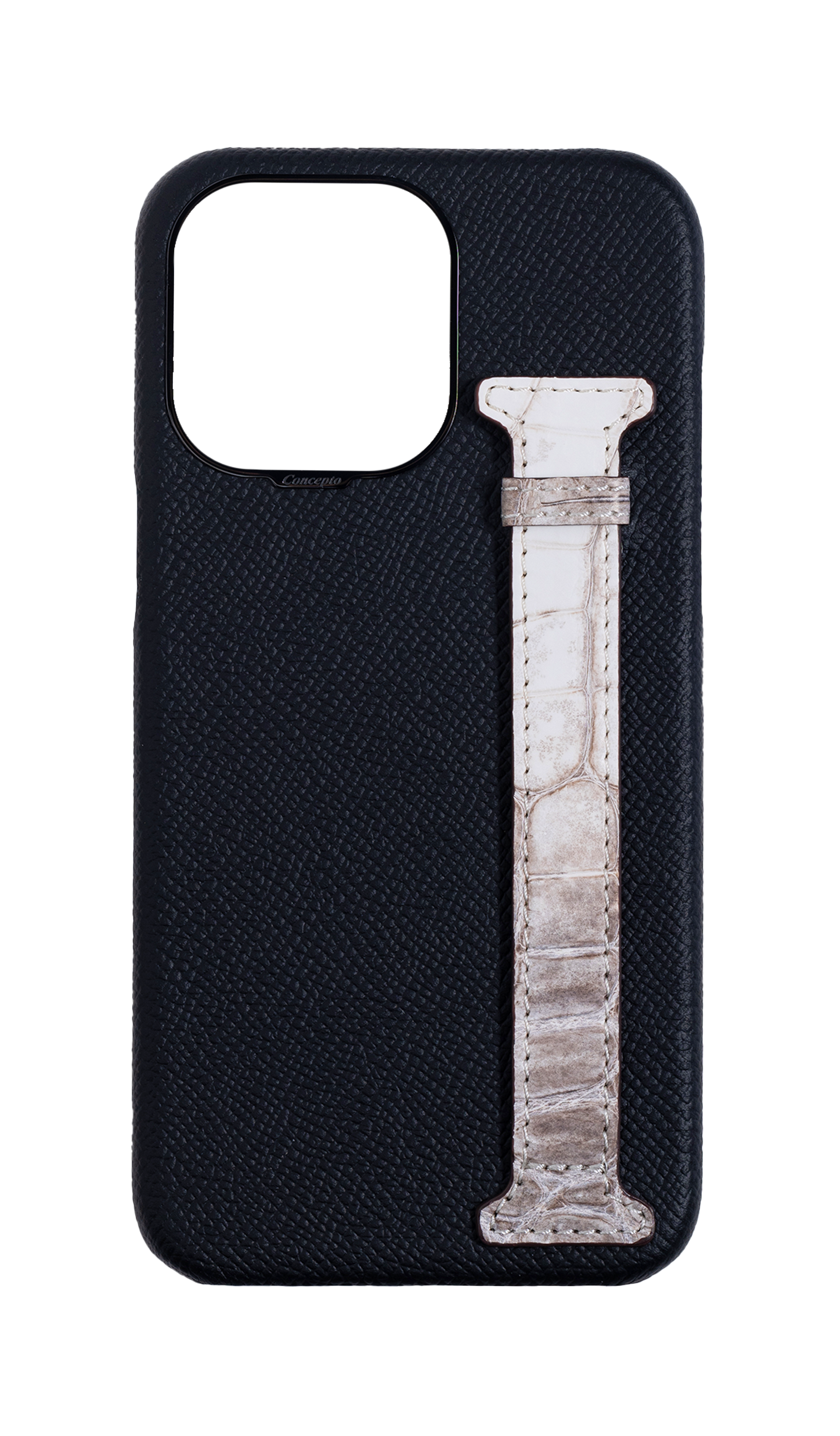 Black Himalayan Exotic Crocodile Side Strap Case