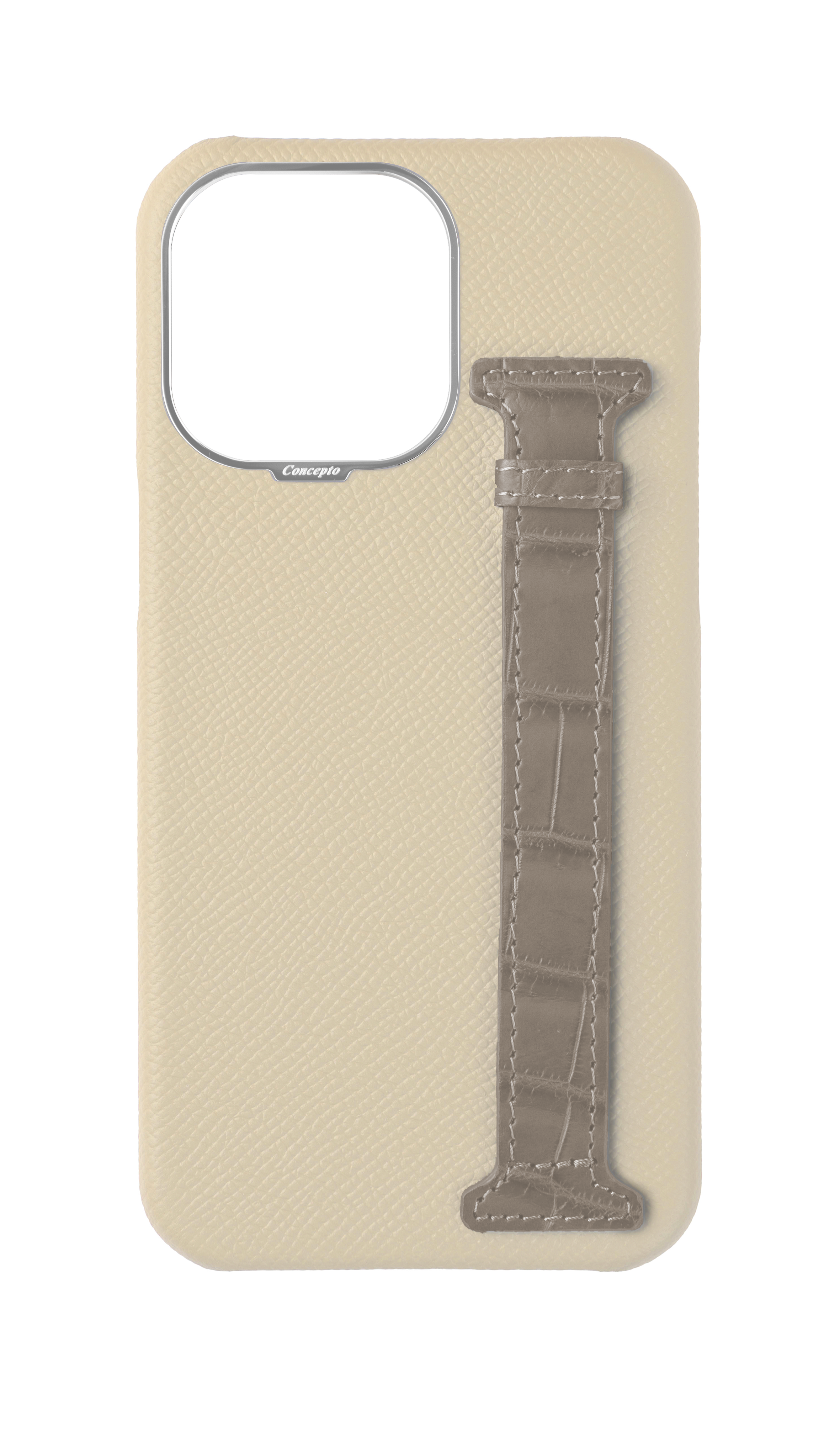 Stone / Grey Exotic Crocodile Side Strap Case