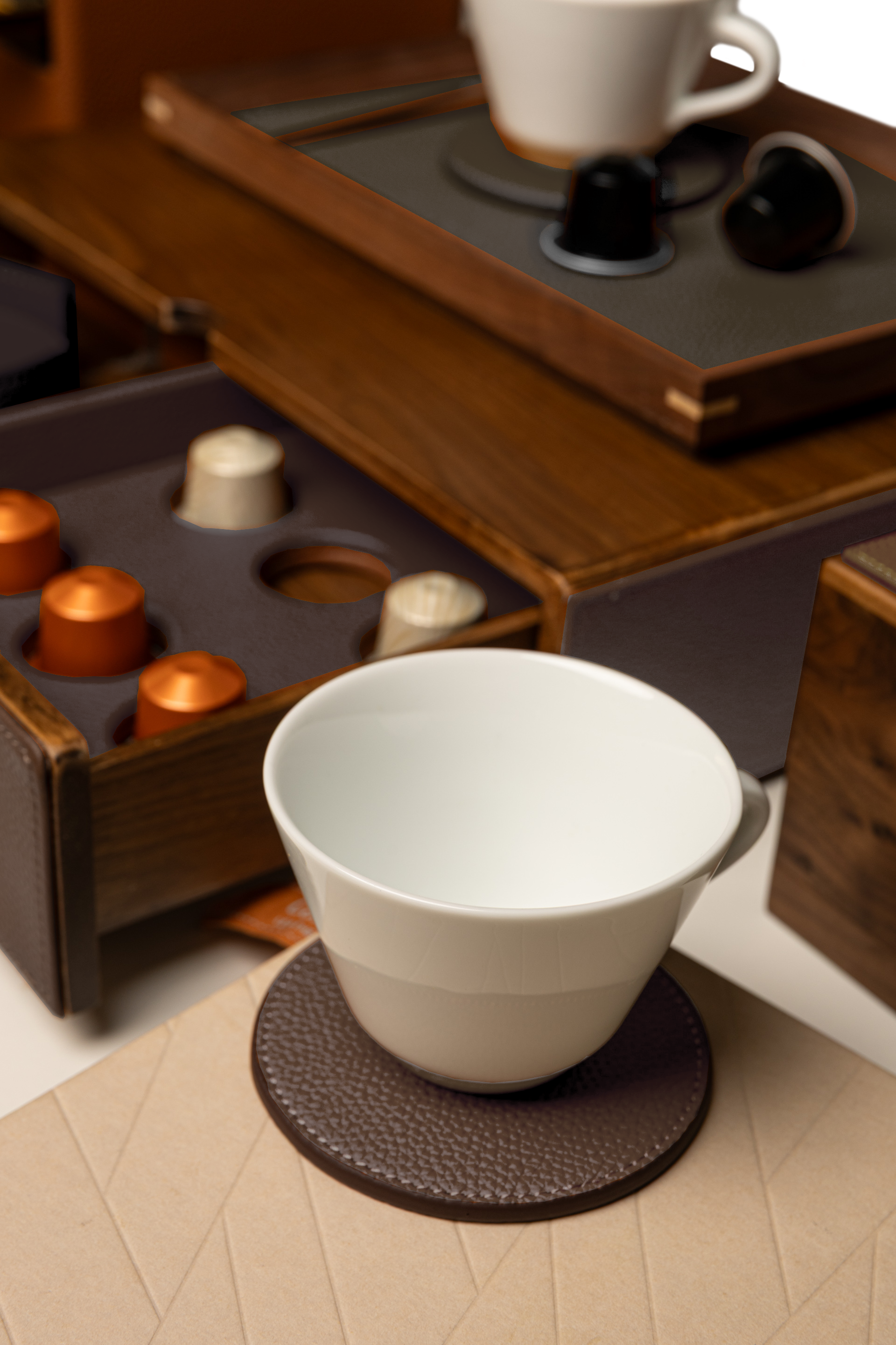 Brown Walnut Coffee Drawer