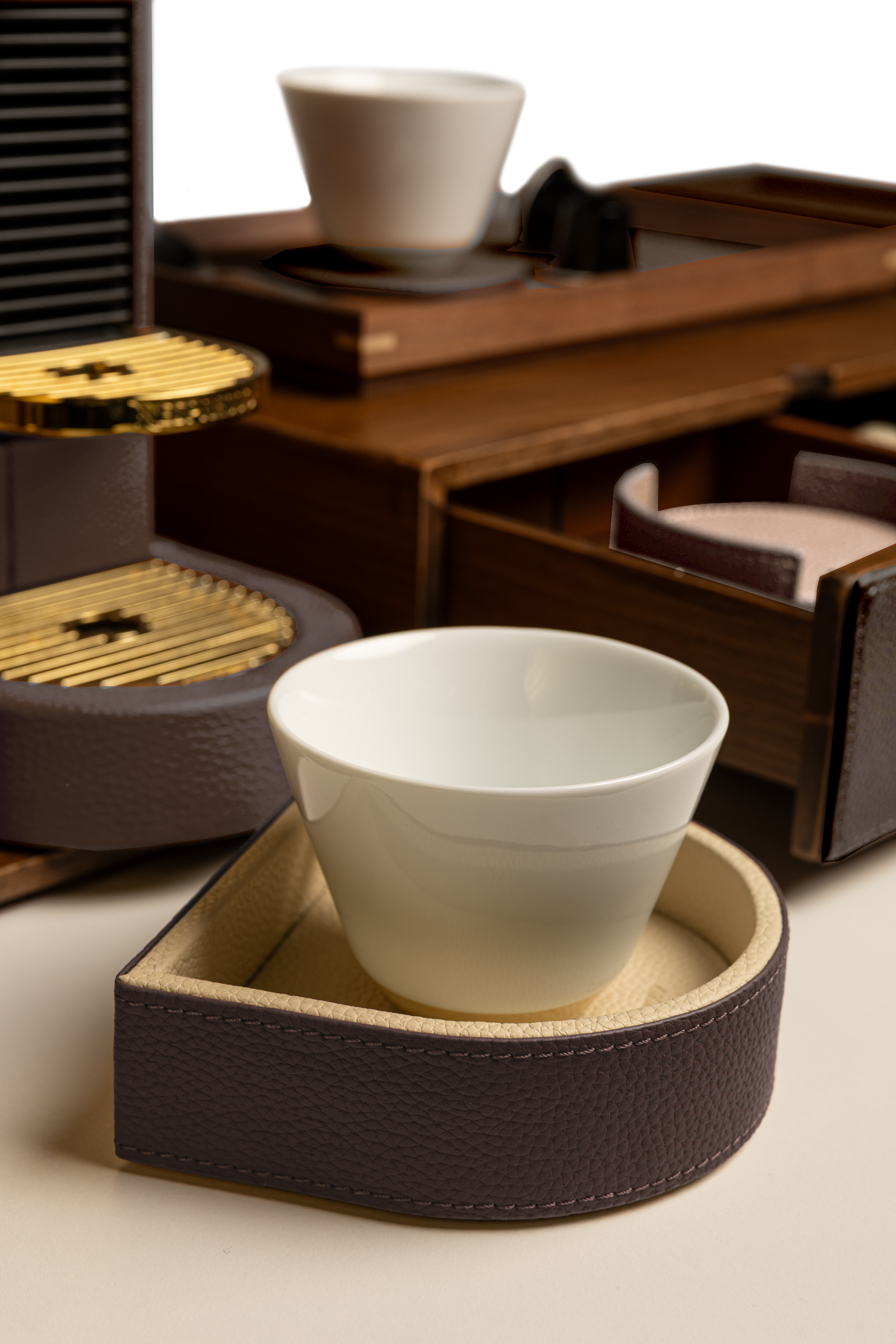 Brown Walnut Coffee Drawer