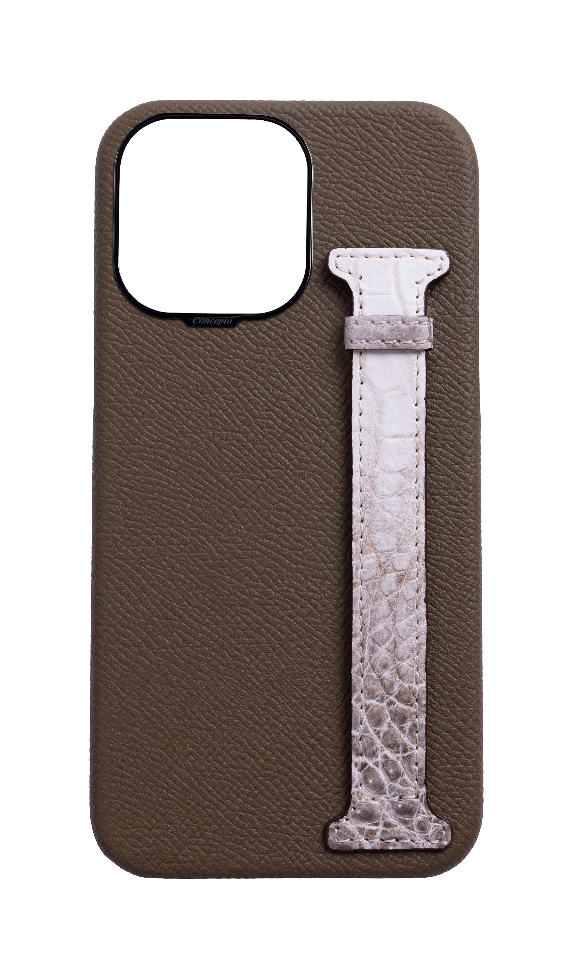Taupe Himalayan Exotic Crocodile Side Strap Case