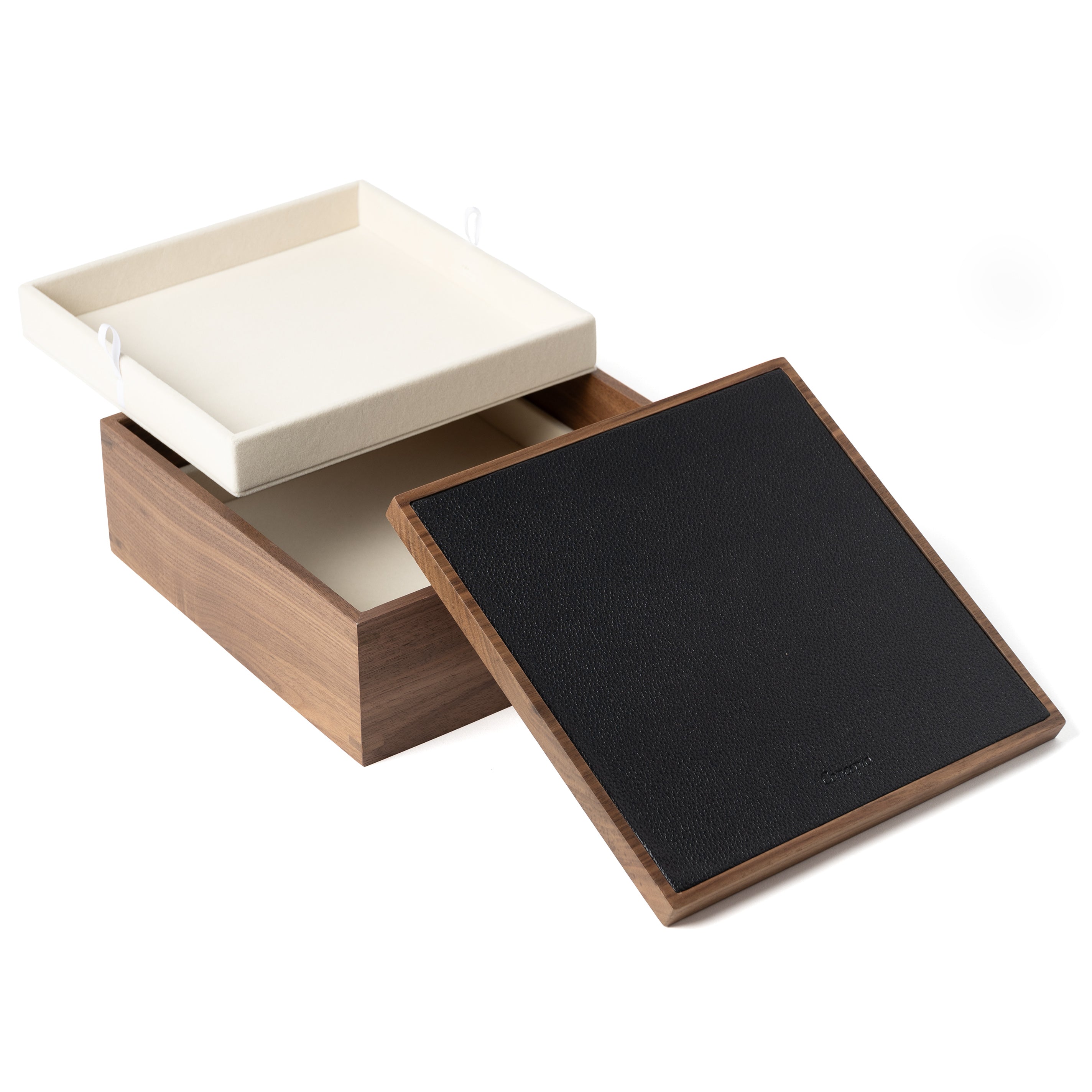 Walnut Wood x Black Leather Box