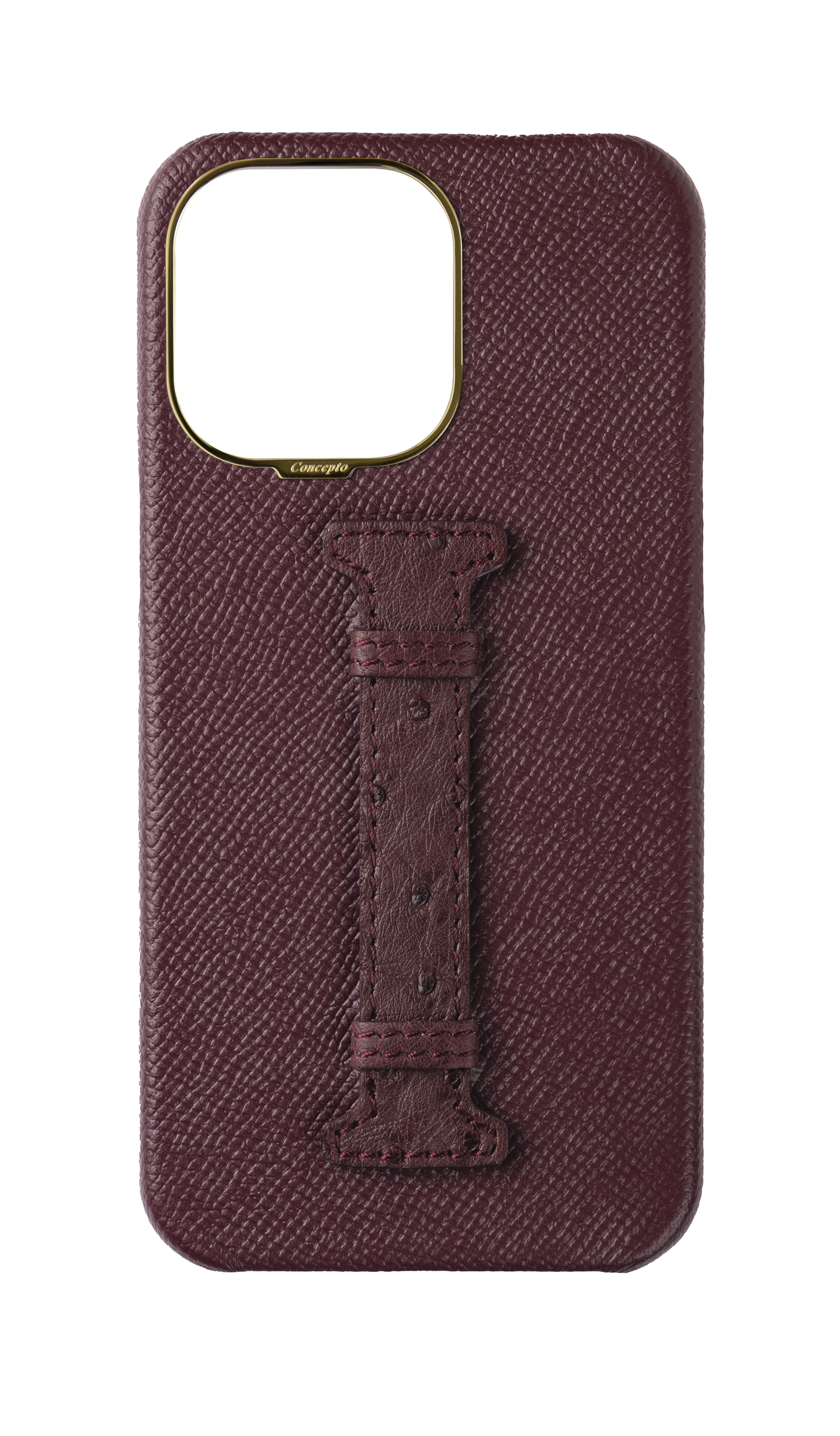 Maroon Exotic Ostrich Middle Strap Case