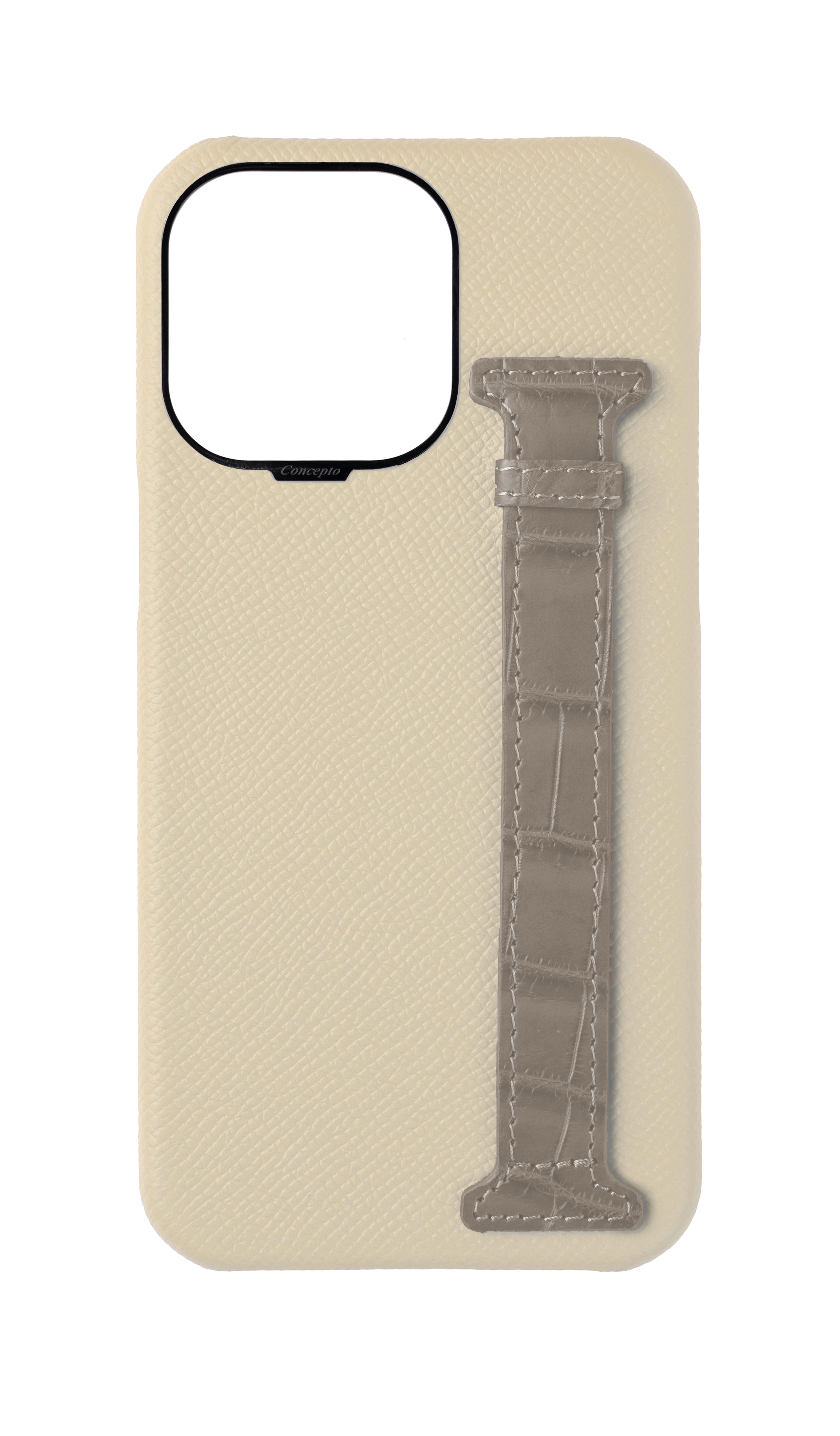 Stone / Grey Exotic Crocodile Side Strap Case