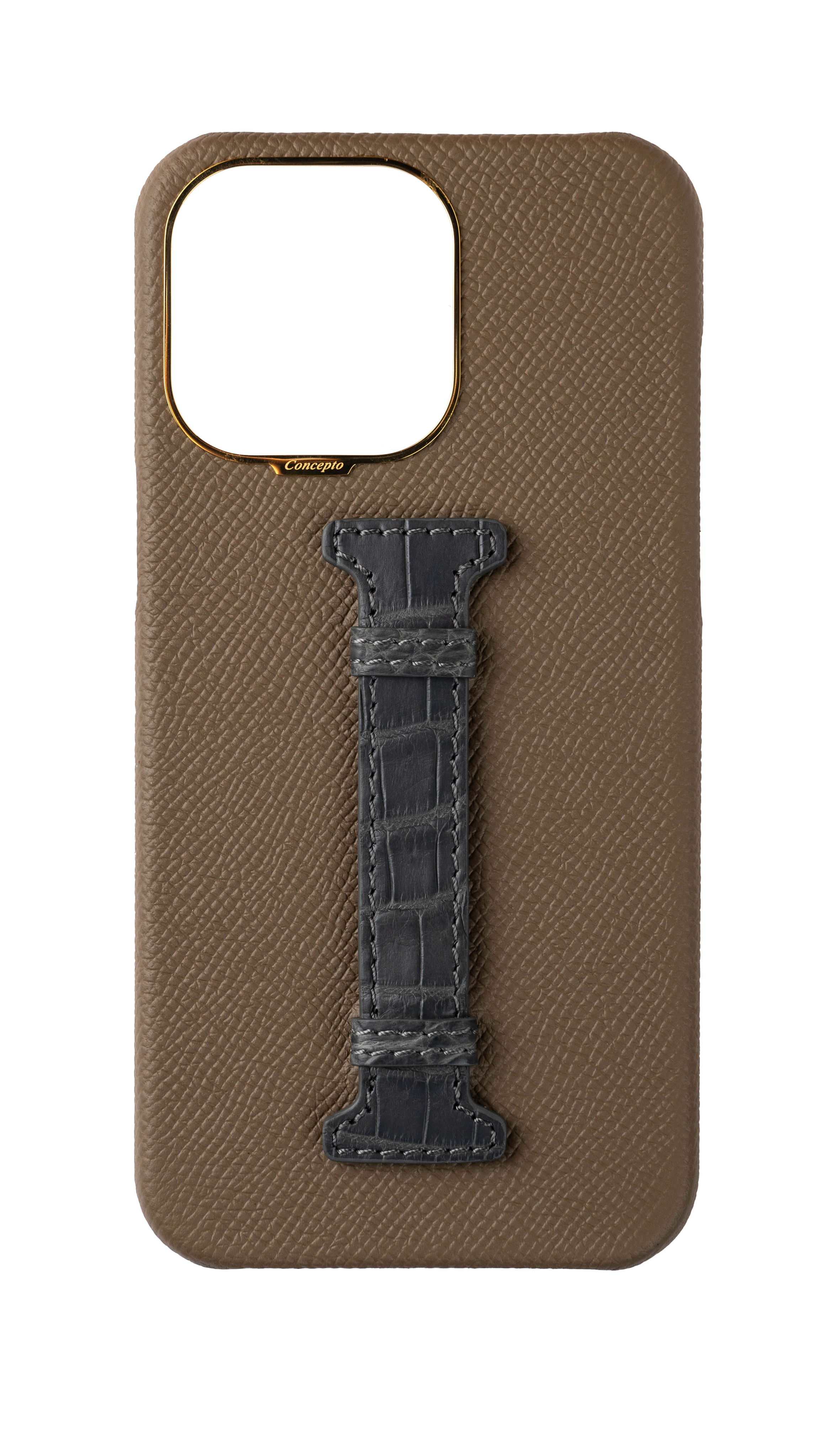 Brown / Ash Grey Exotic Crocodile Middle Strap Case