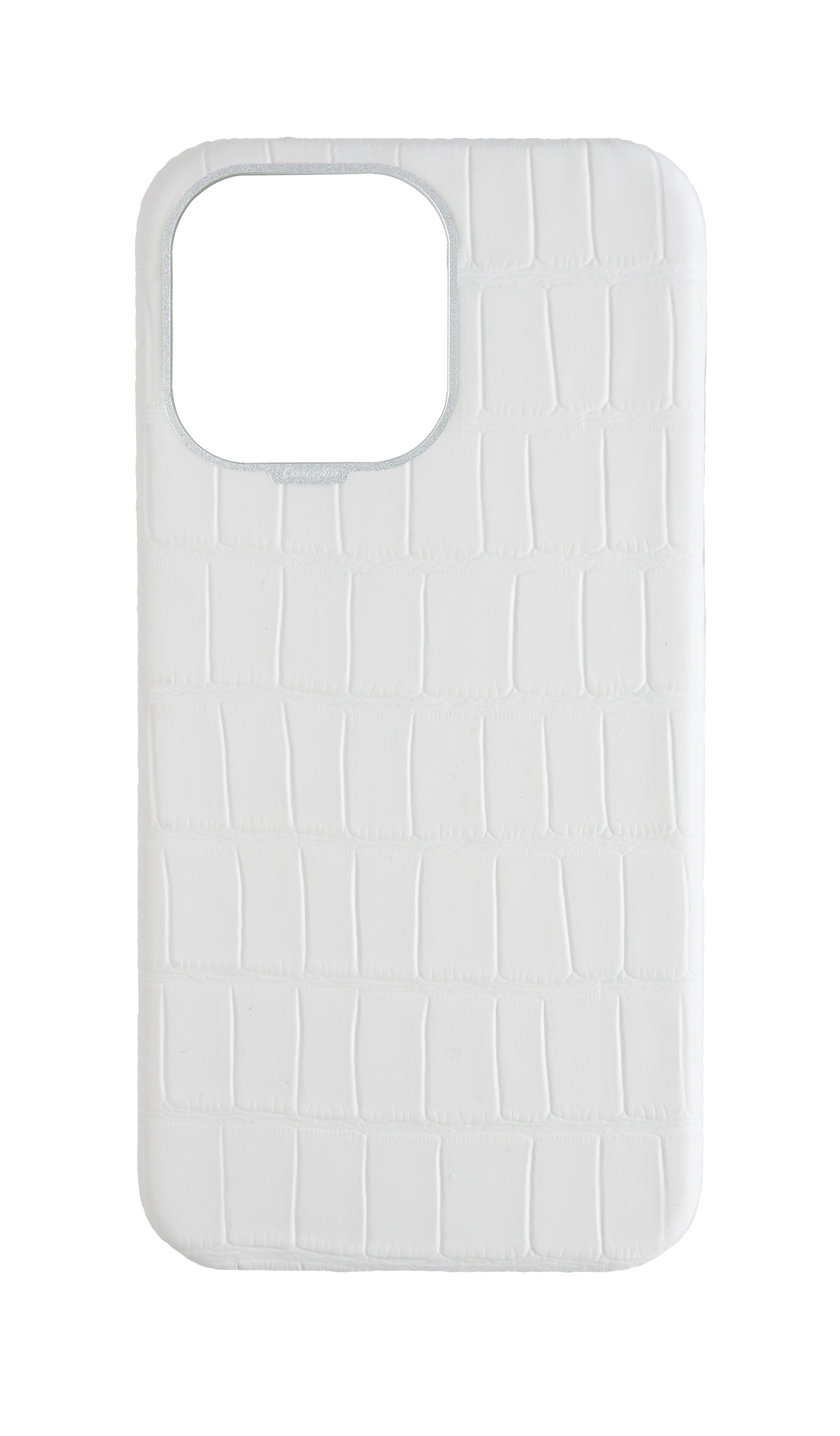 Matte White Strapless Embossed Crocodile Case