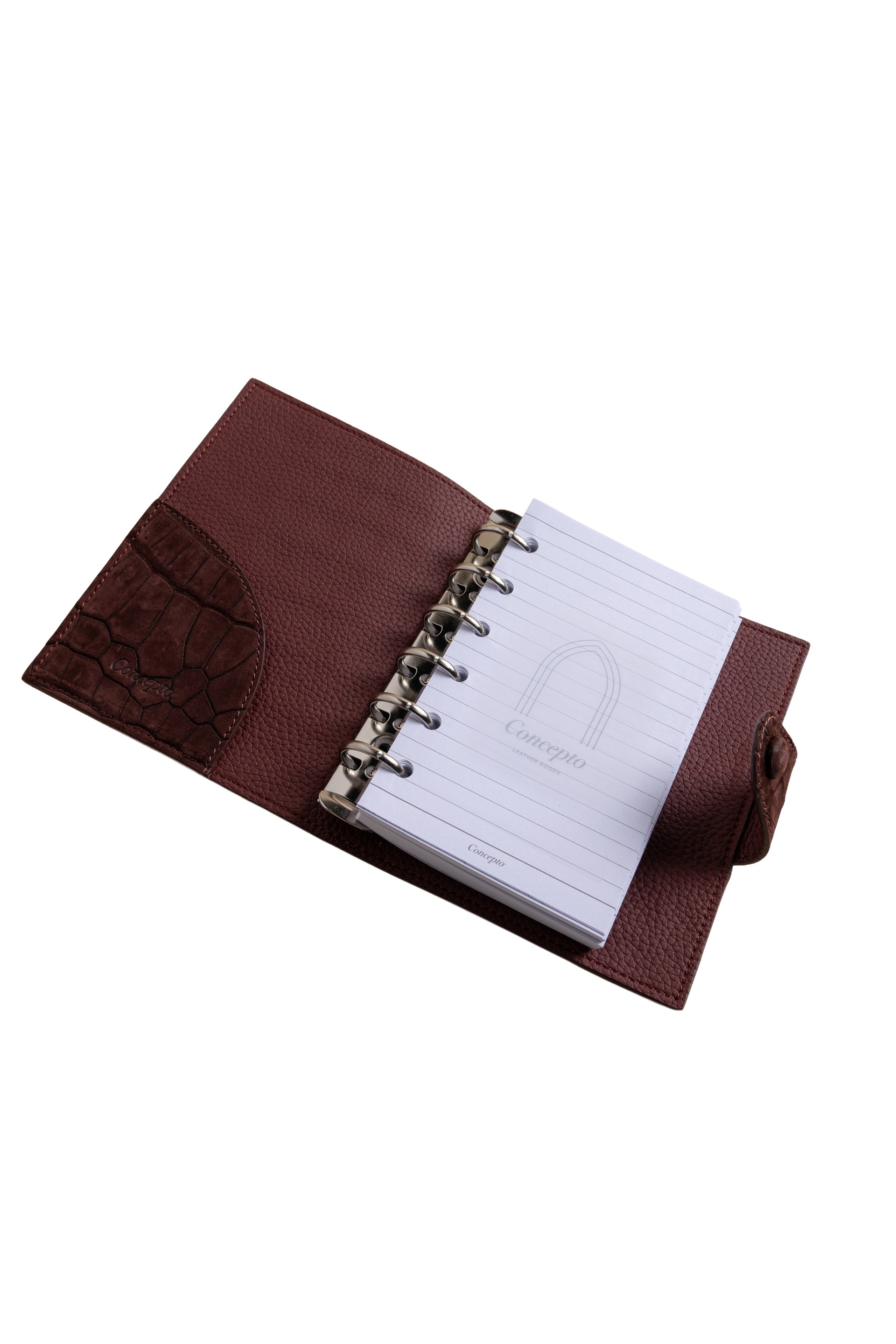 A7 Burgundy Suede Crocodile Notebook