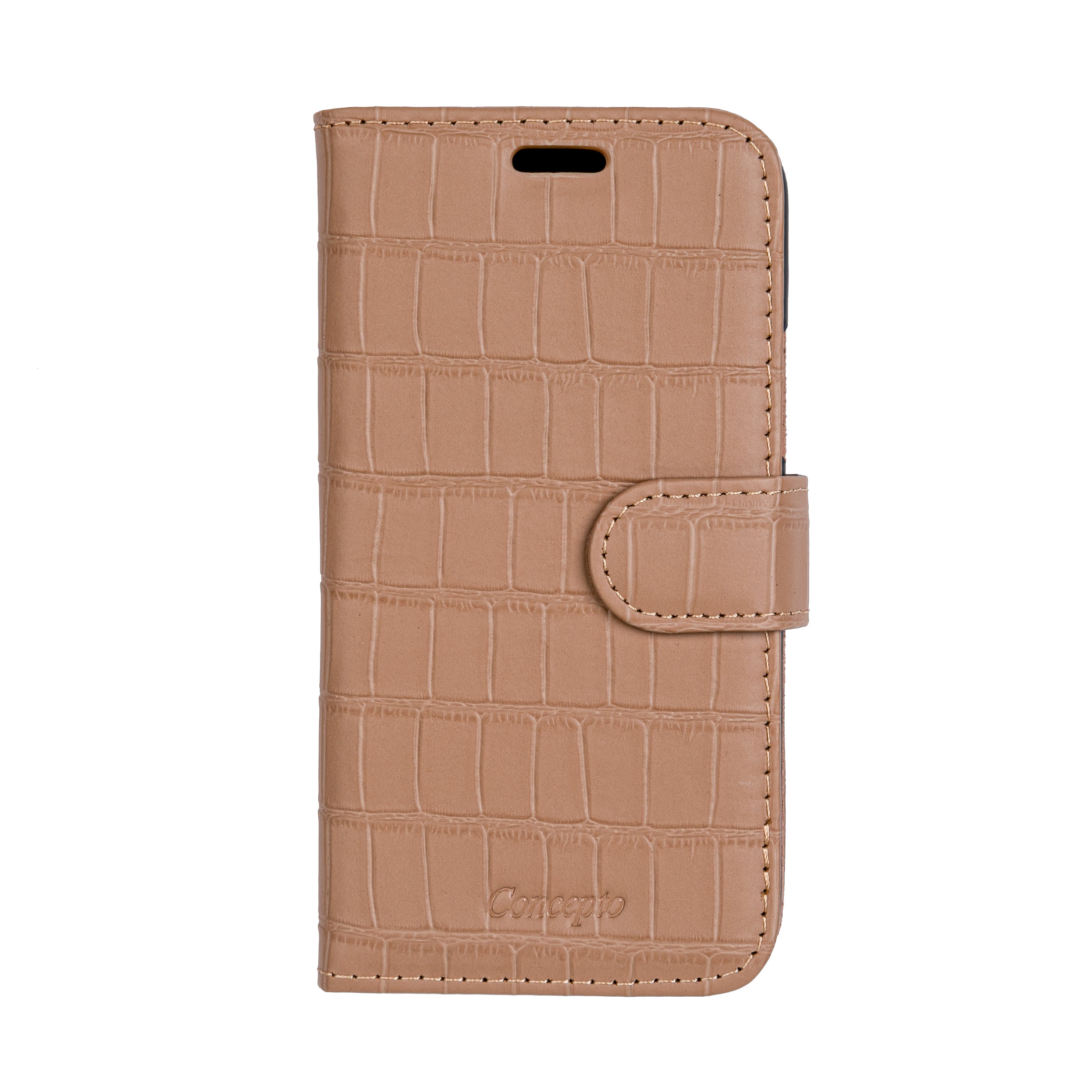 Matte Nude Embossed Flip Crocodile Case