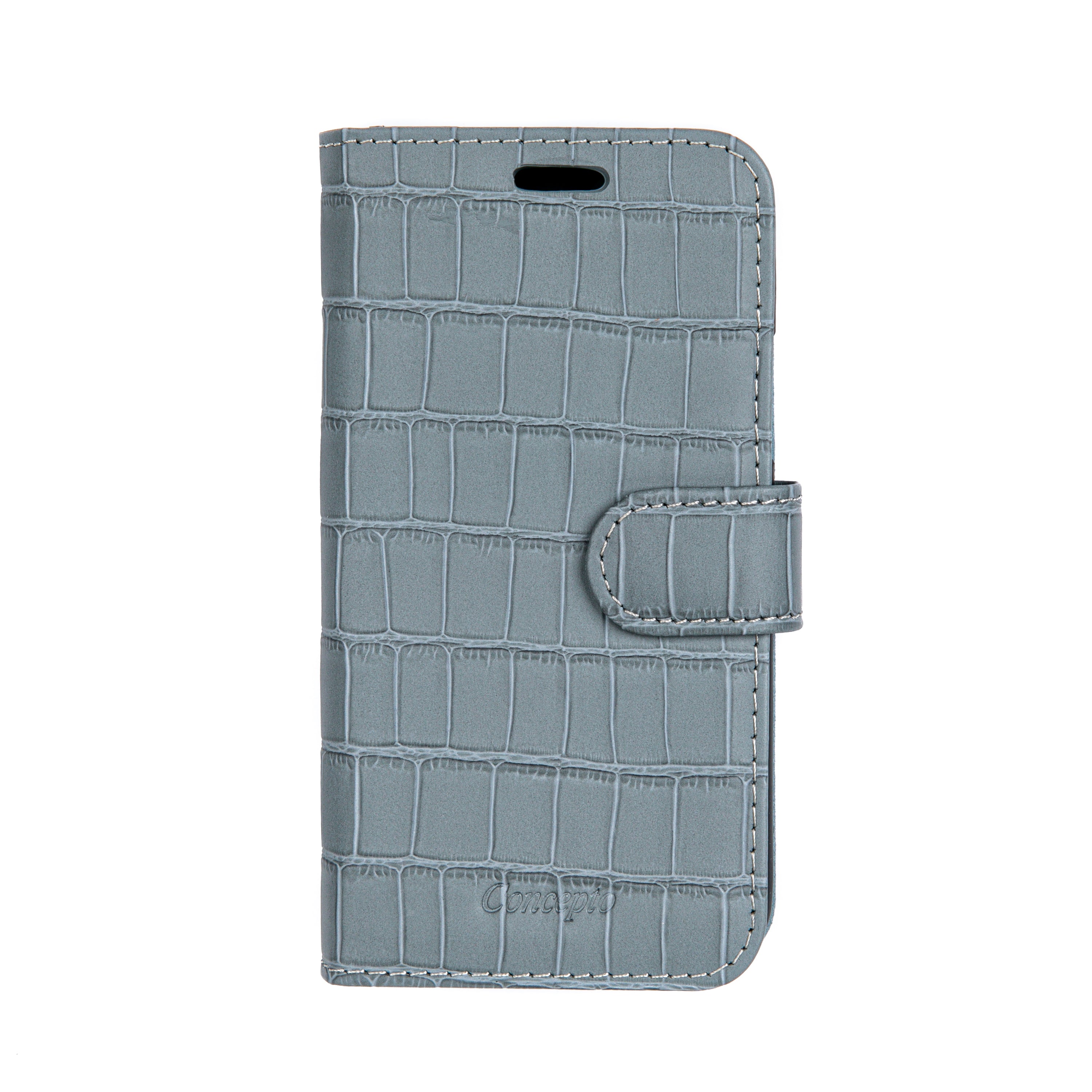 Matte Grey Embossed Flip Crocodile Case
