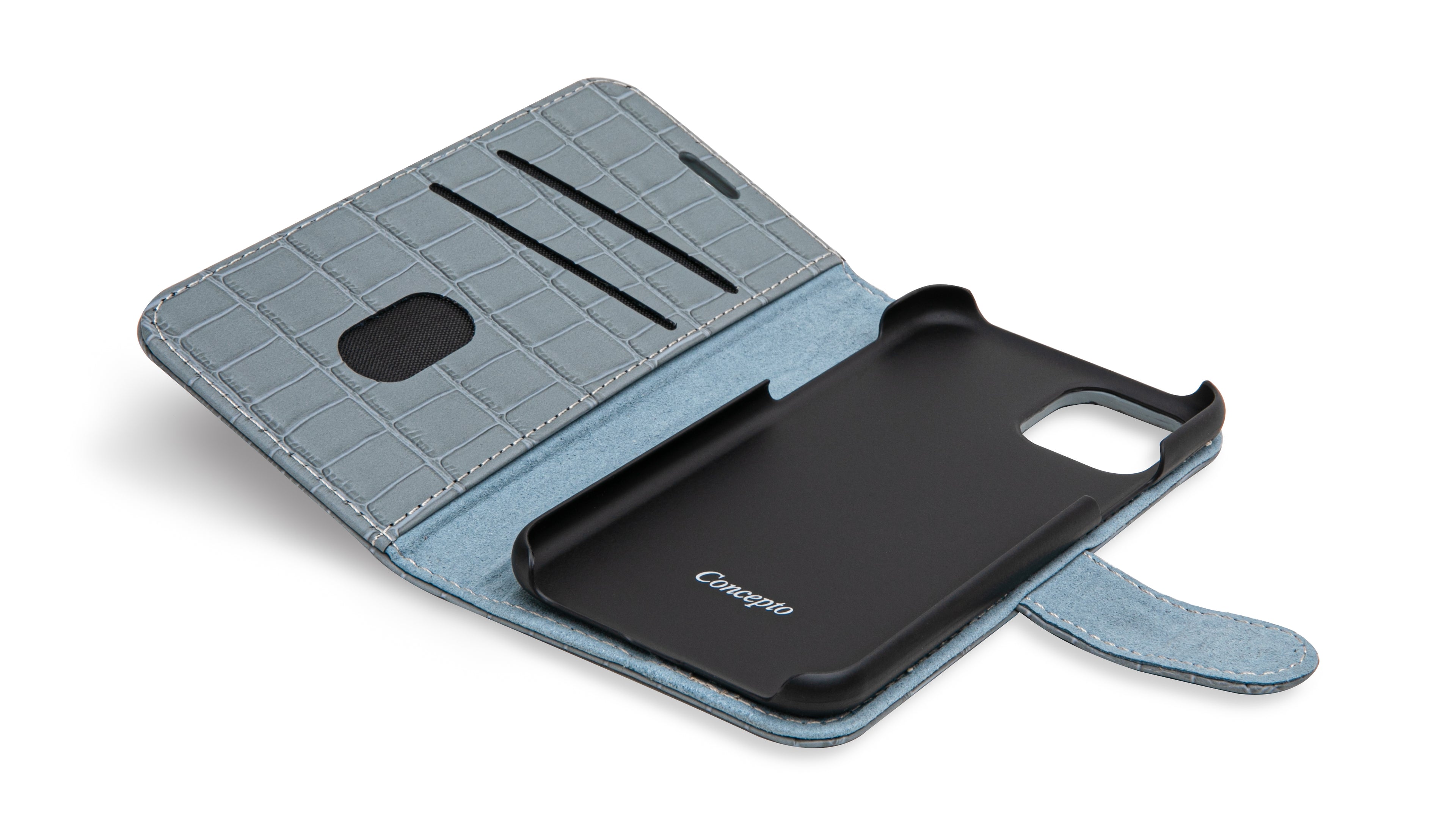 Matte Grey Embossed Flip Crocodile Case