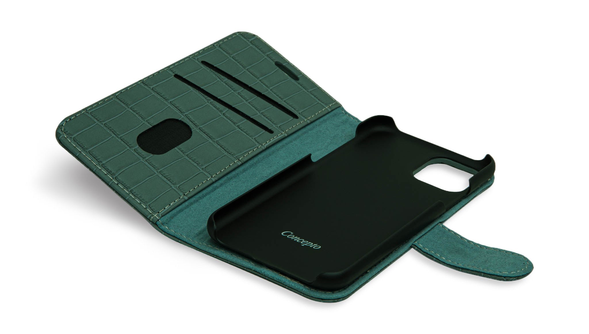 Matte Royal Green Embossed Flip Crocodile Case
