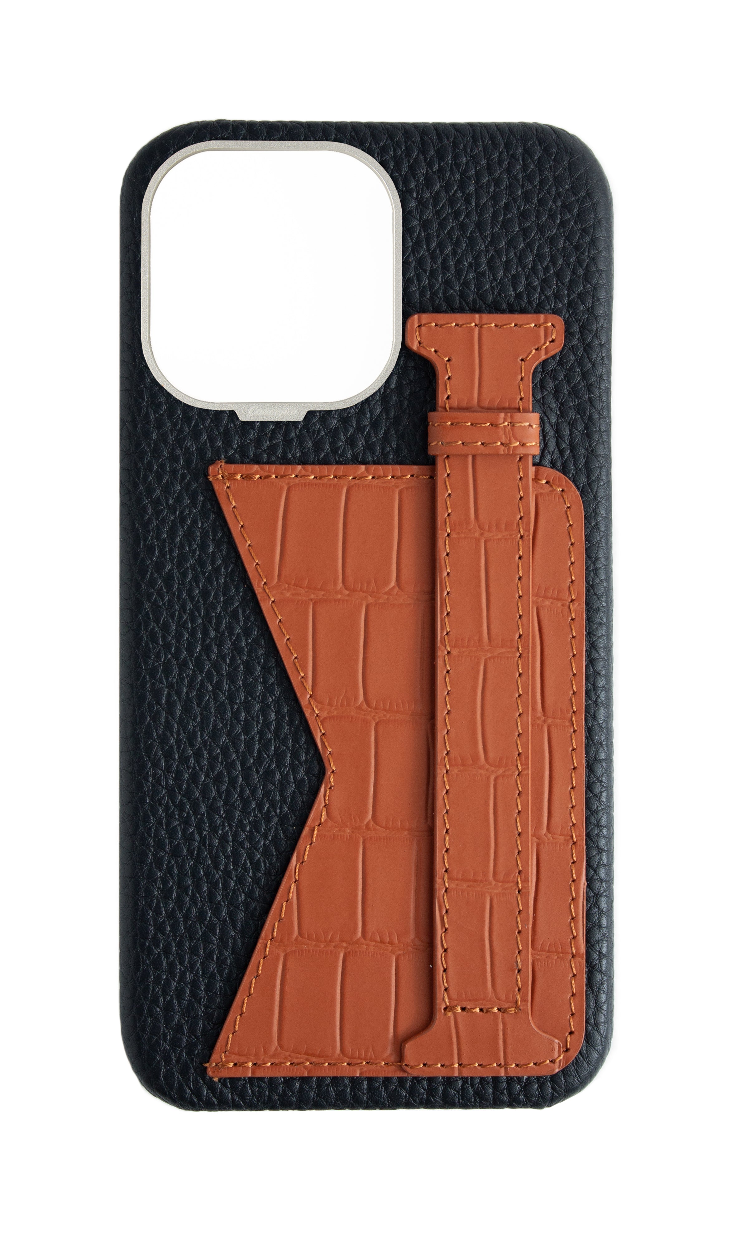 Matte Camel Brown Embossed Duo Crocodile Case