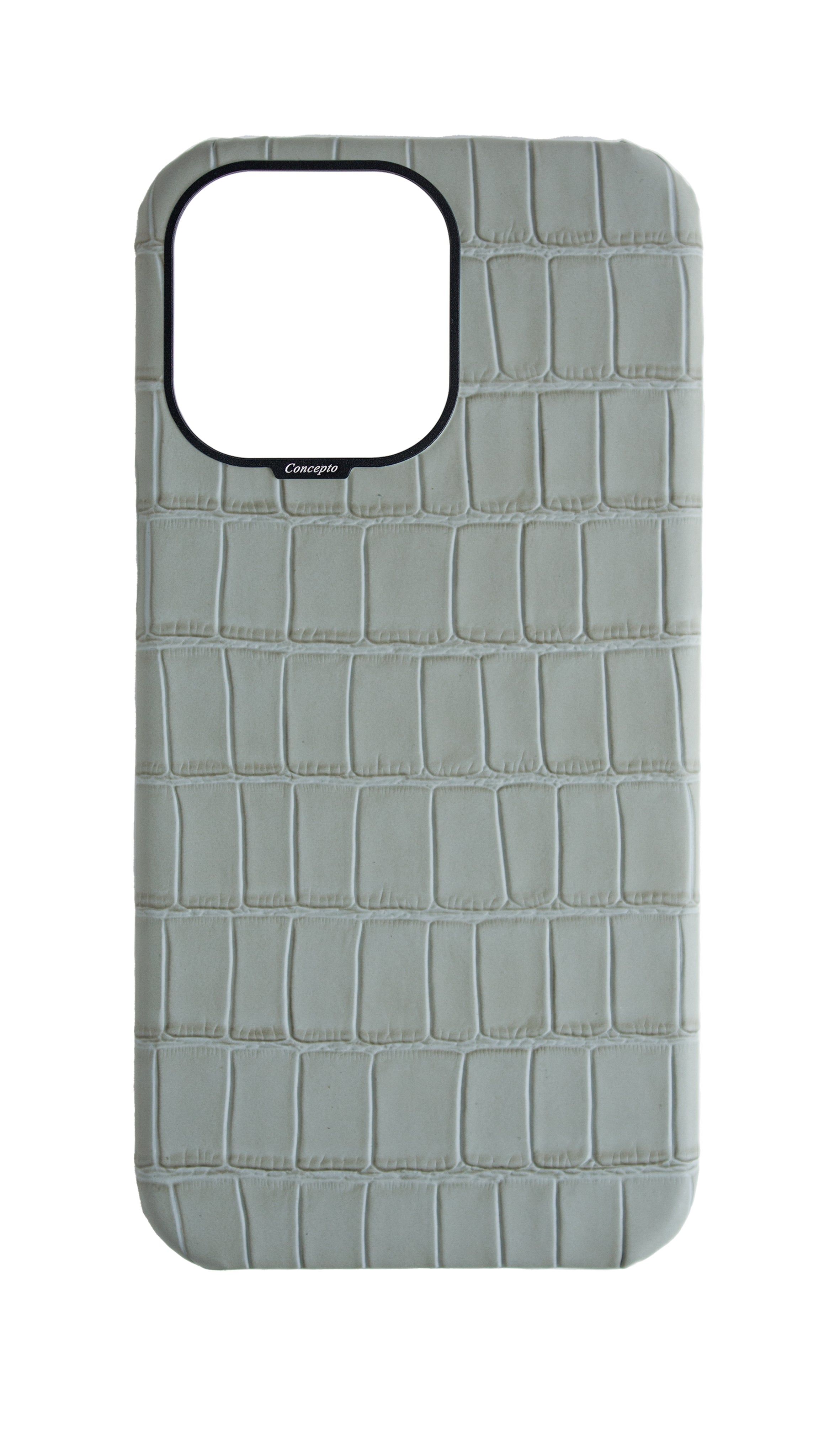 Matte Grey Strapless Embossed Crocodile Case