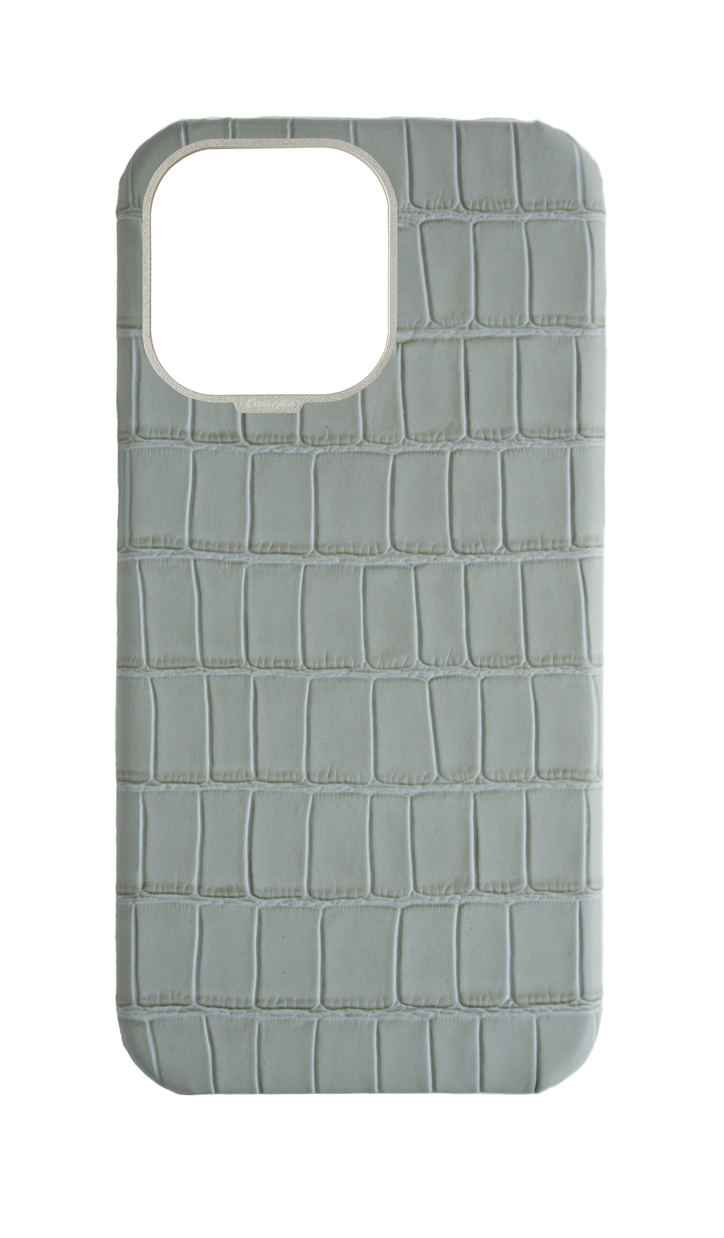 Matte Grey Strapless Embossed Crocodile Case