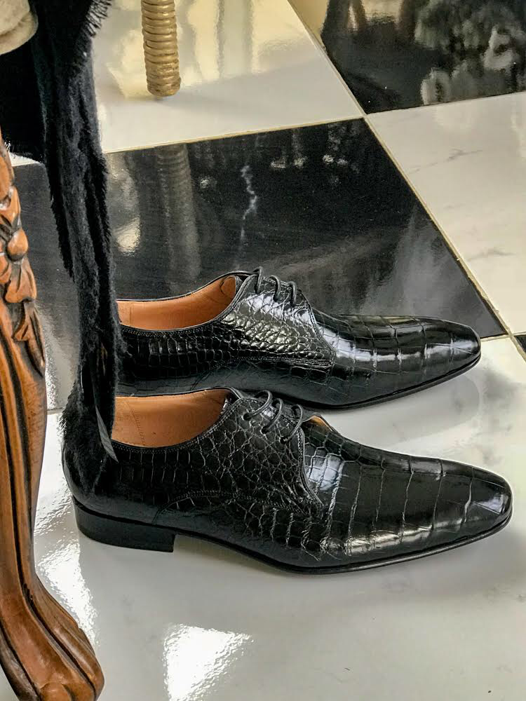Mens black hot sale crocodile shoes
