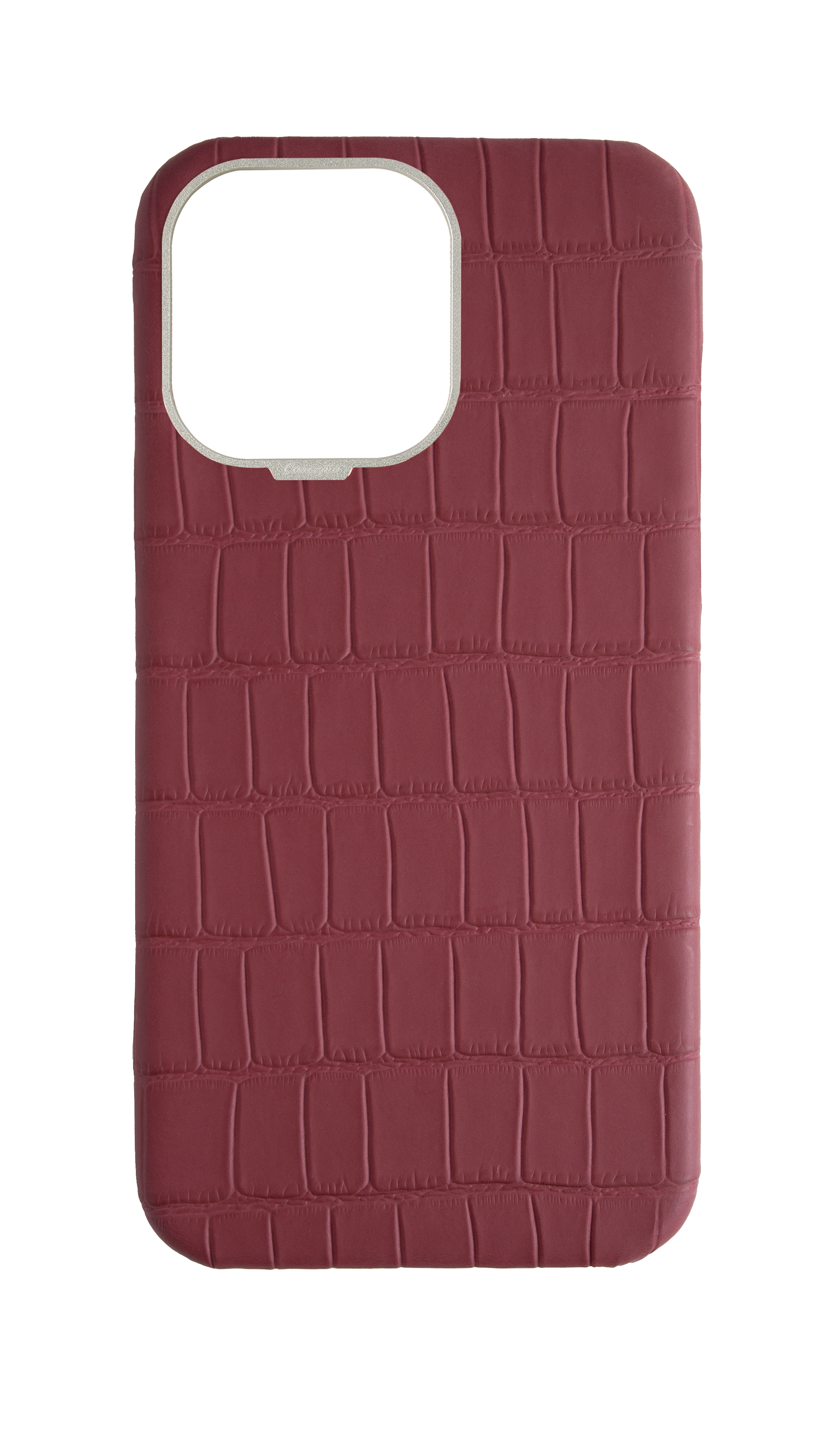 Matte Maroon Strapless Embossed Crocodile Case