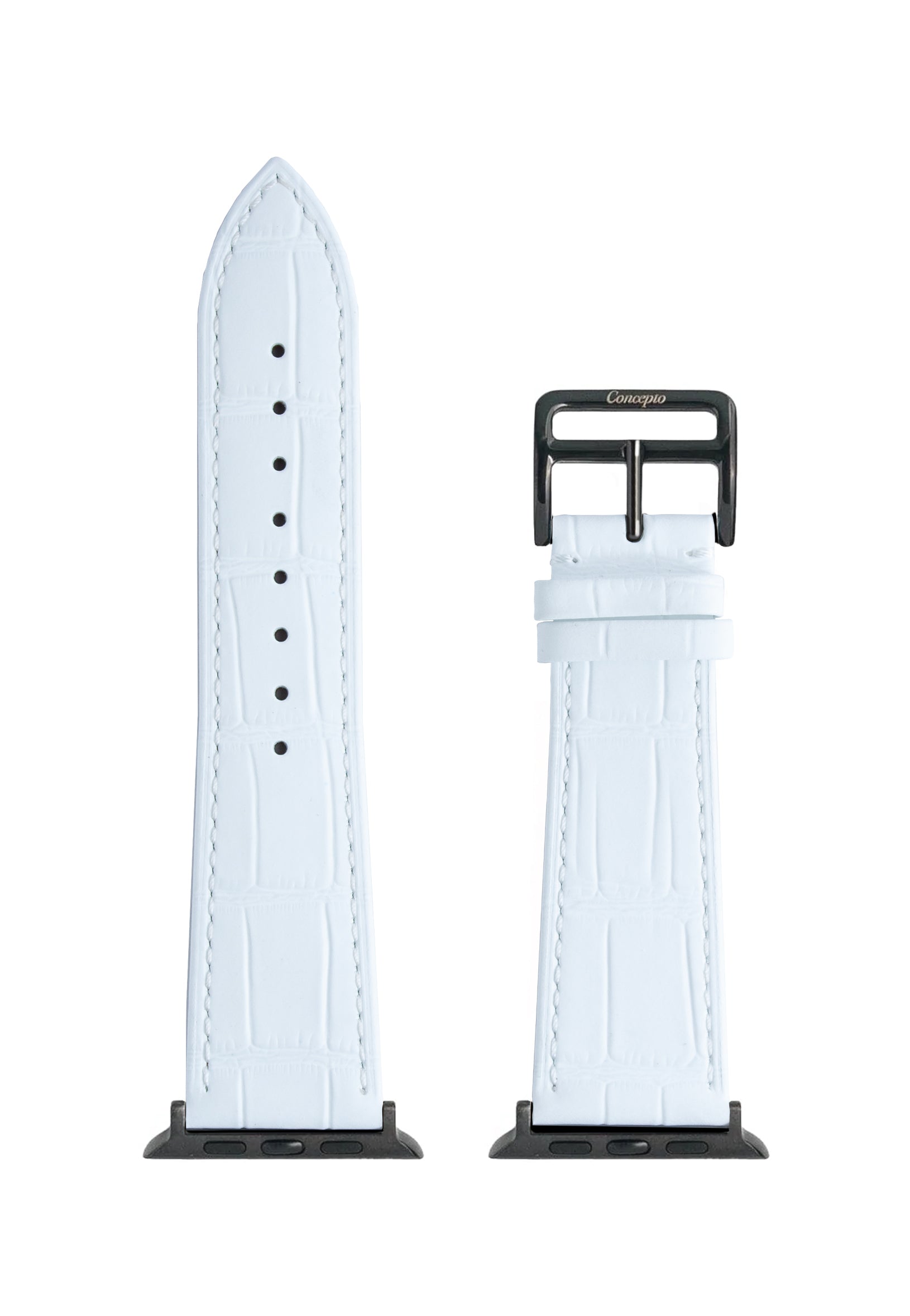 Matte White Embossed Crocodile Strap