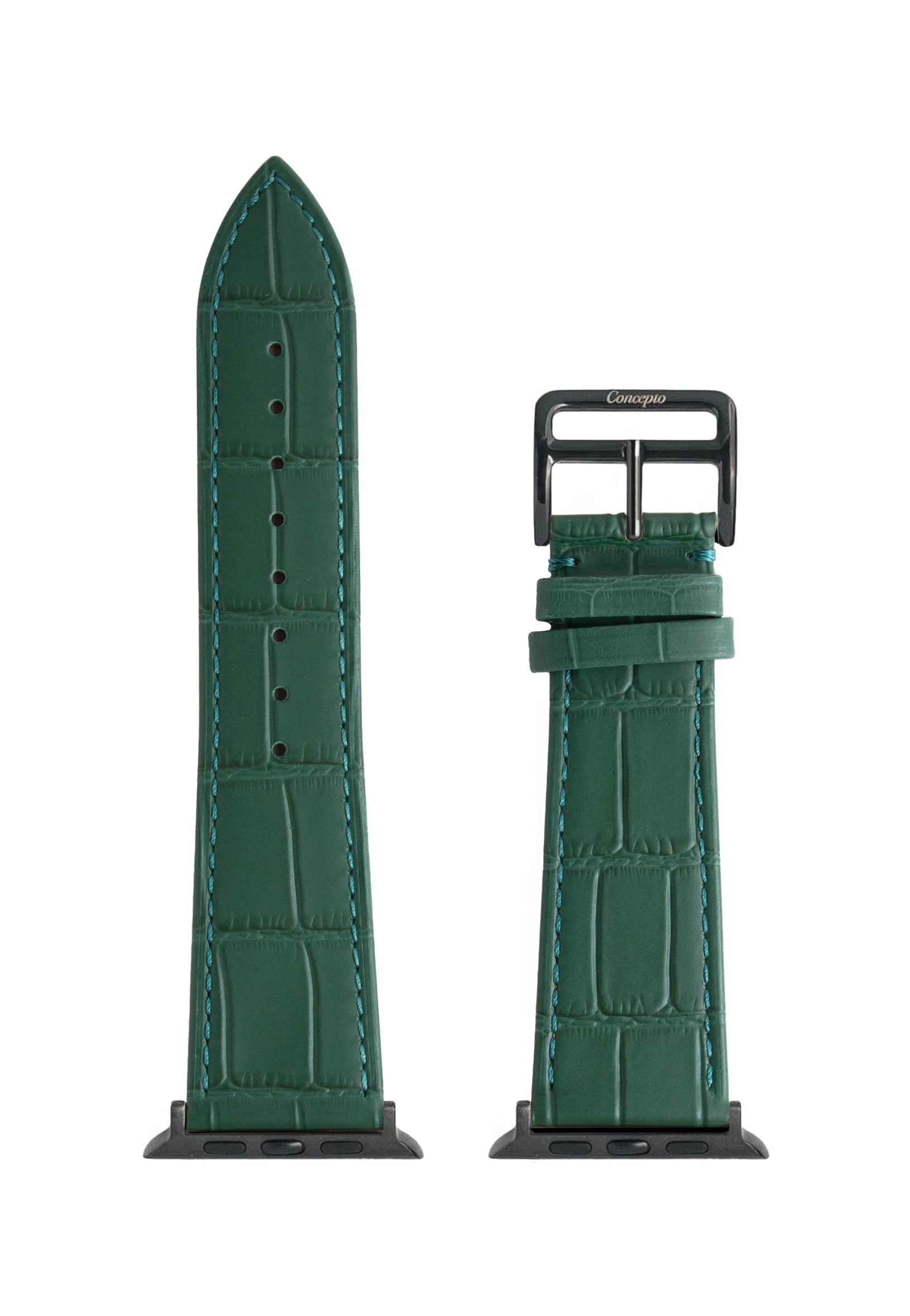 Matte Royal Green Embossed Crocodile Strap