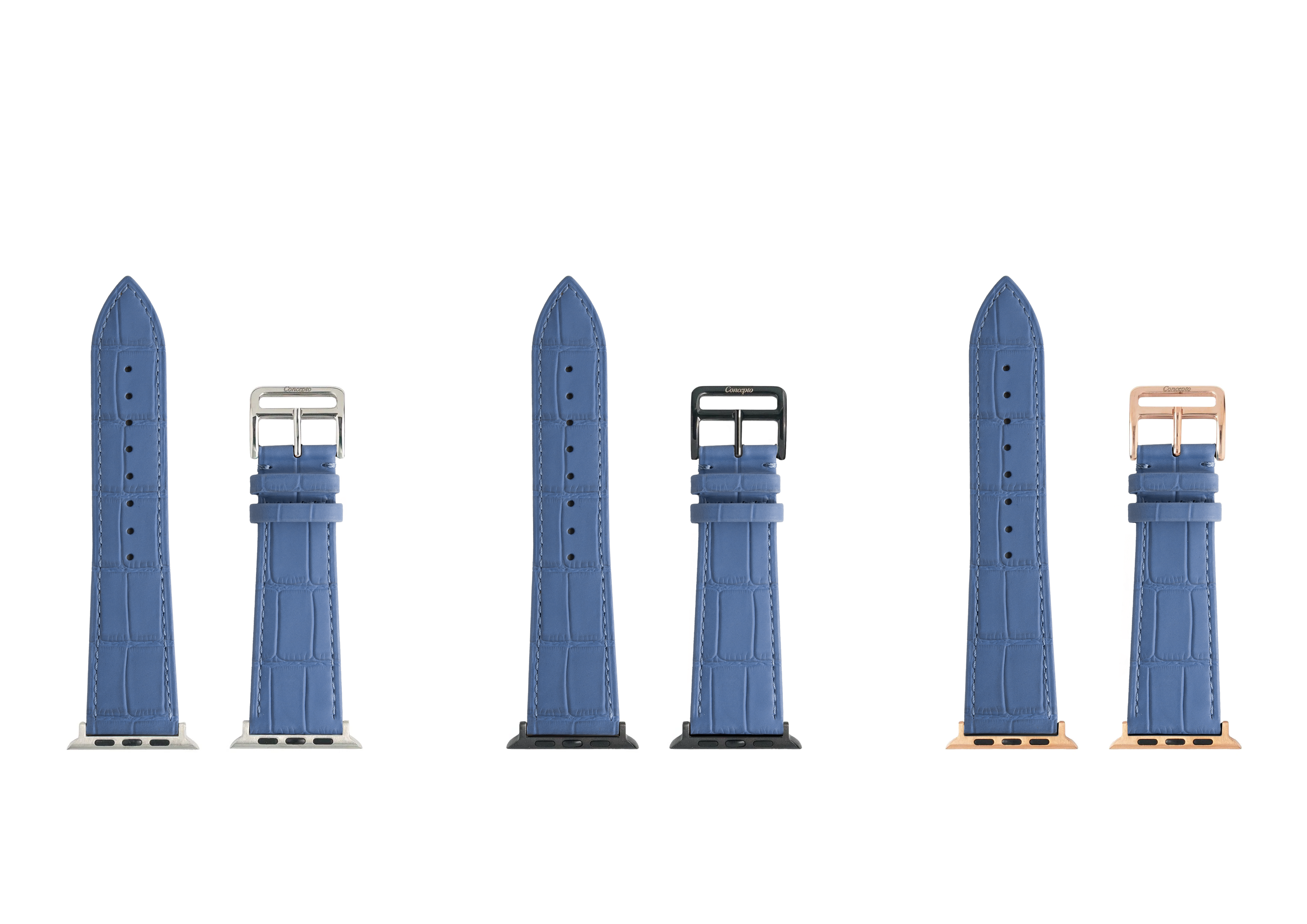 Matte Navy Embossed Crocodile Strap