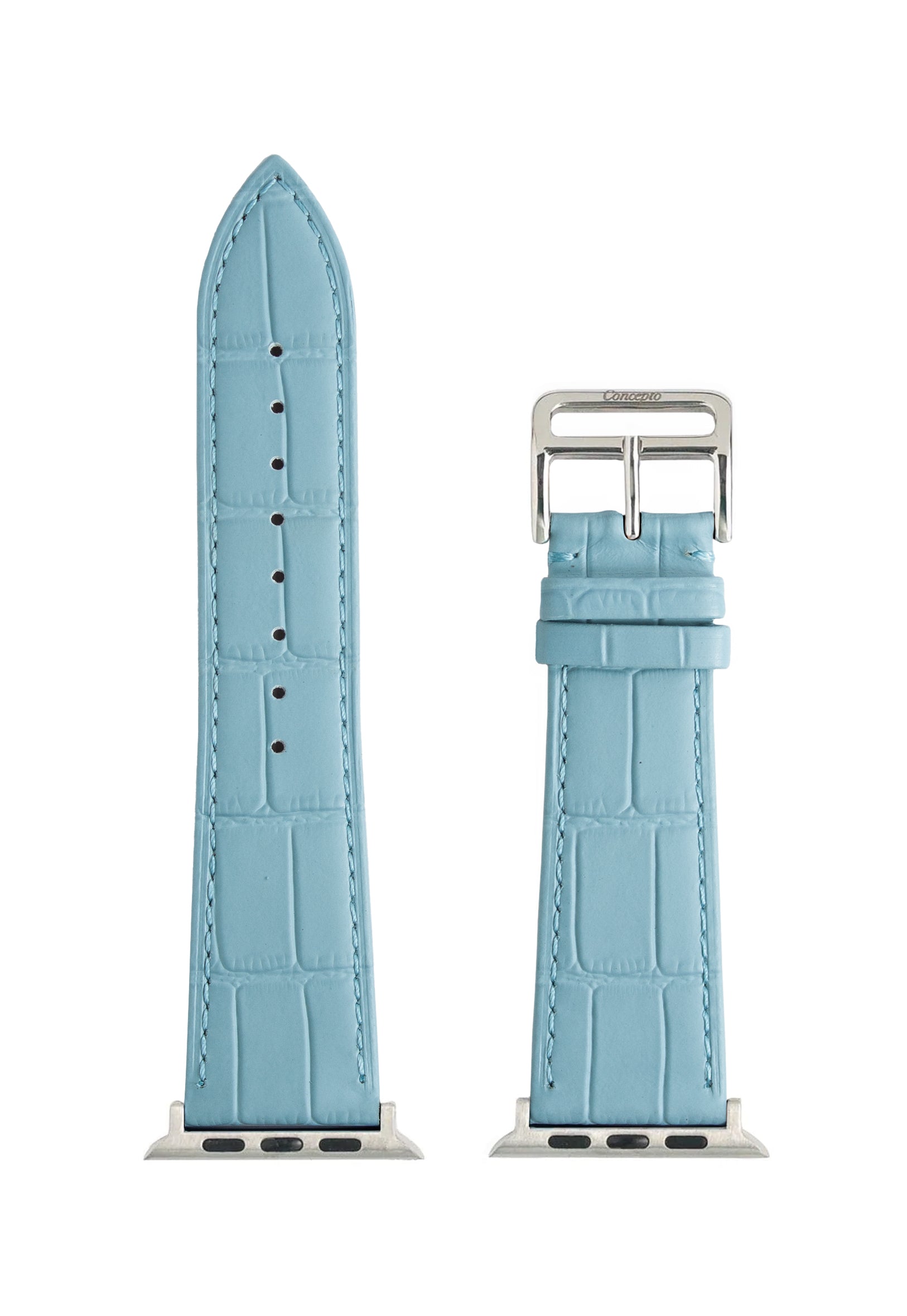 Matte Light Blue Embossed Crocodile Strap