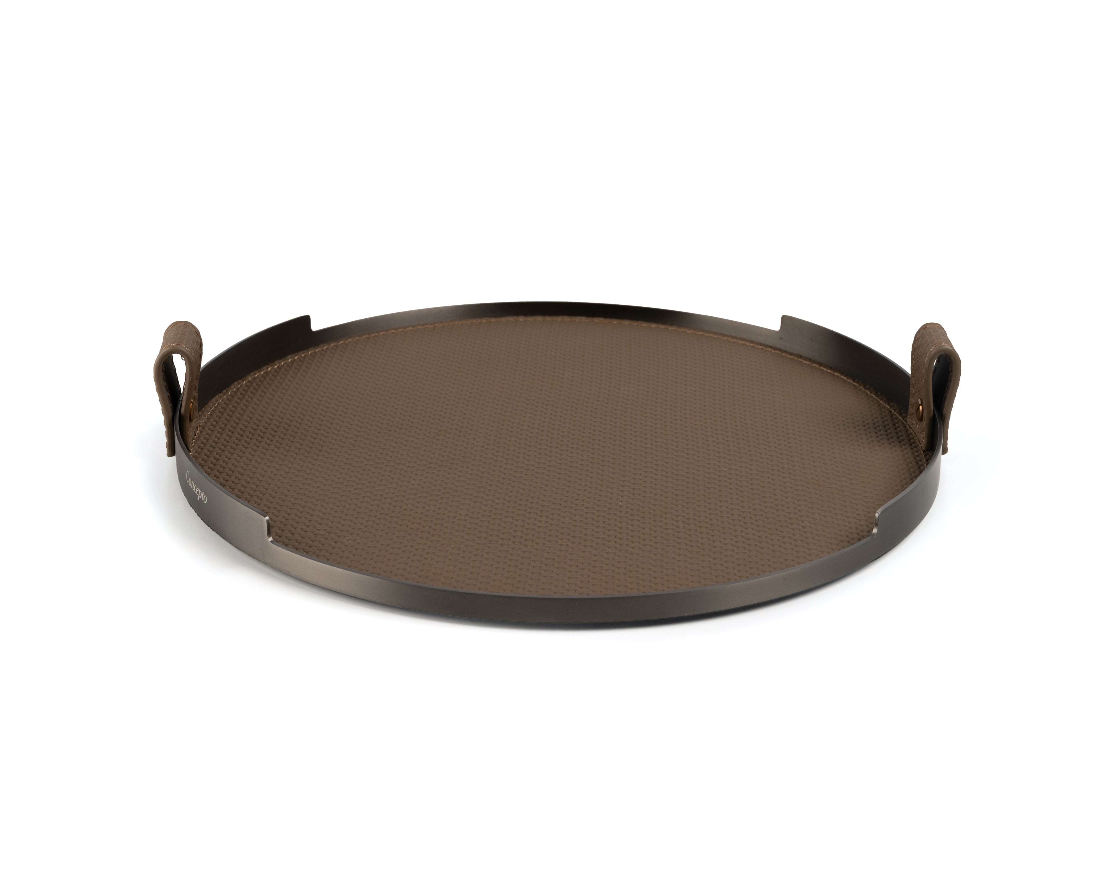 Taupe Circler Brushed Steel Tray