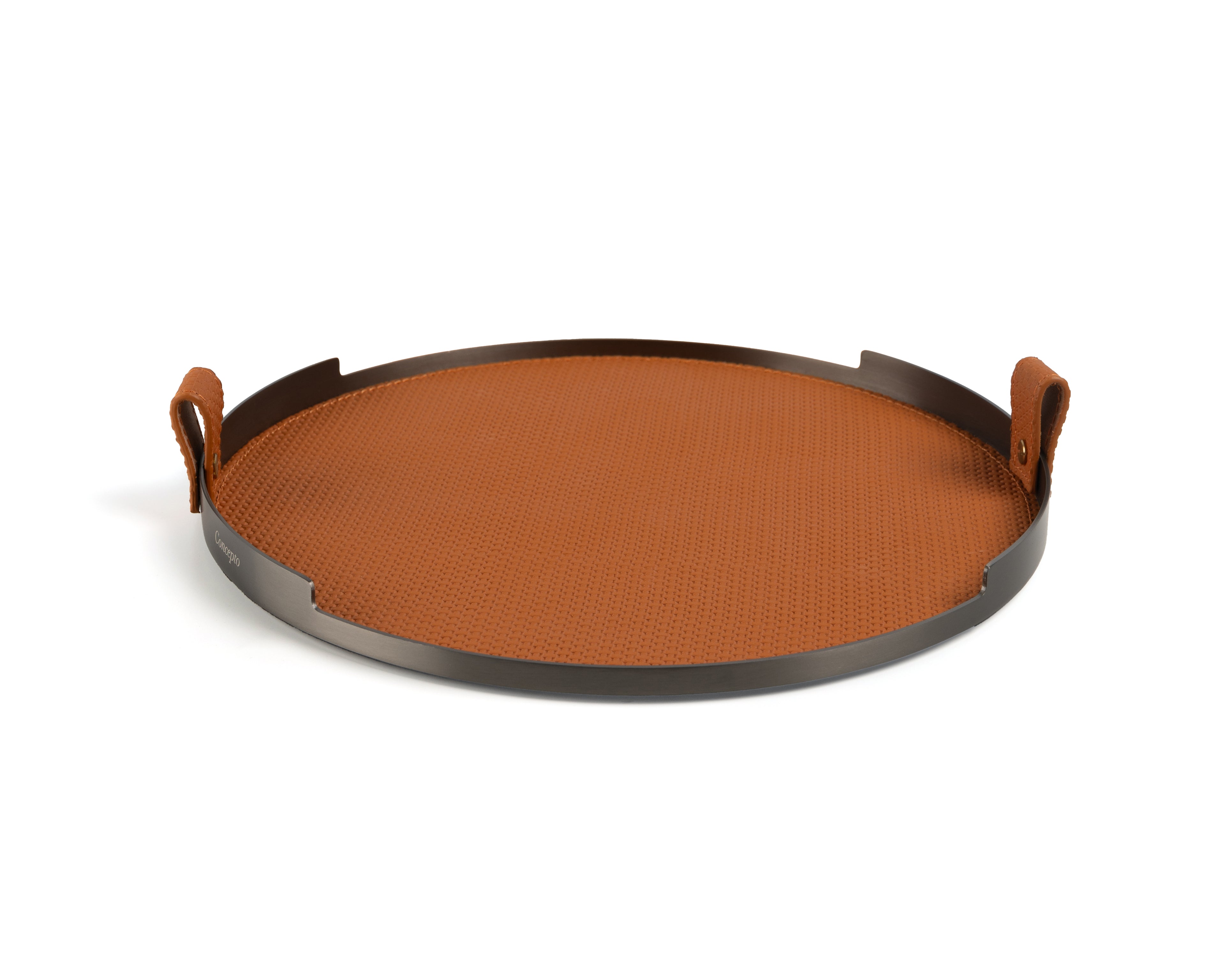 Tan Circler Brushed Steel Tray