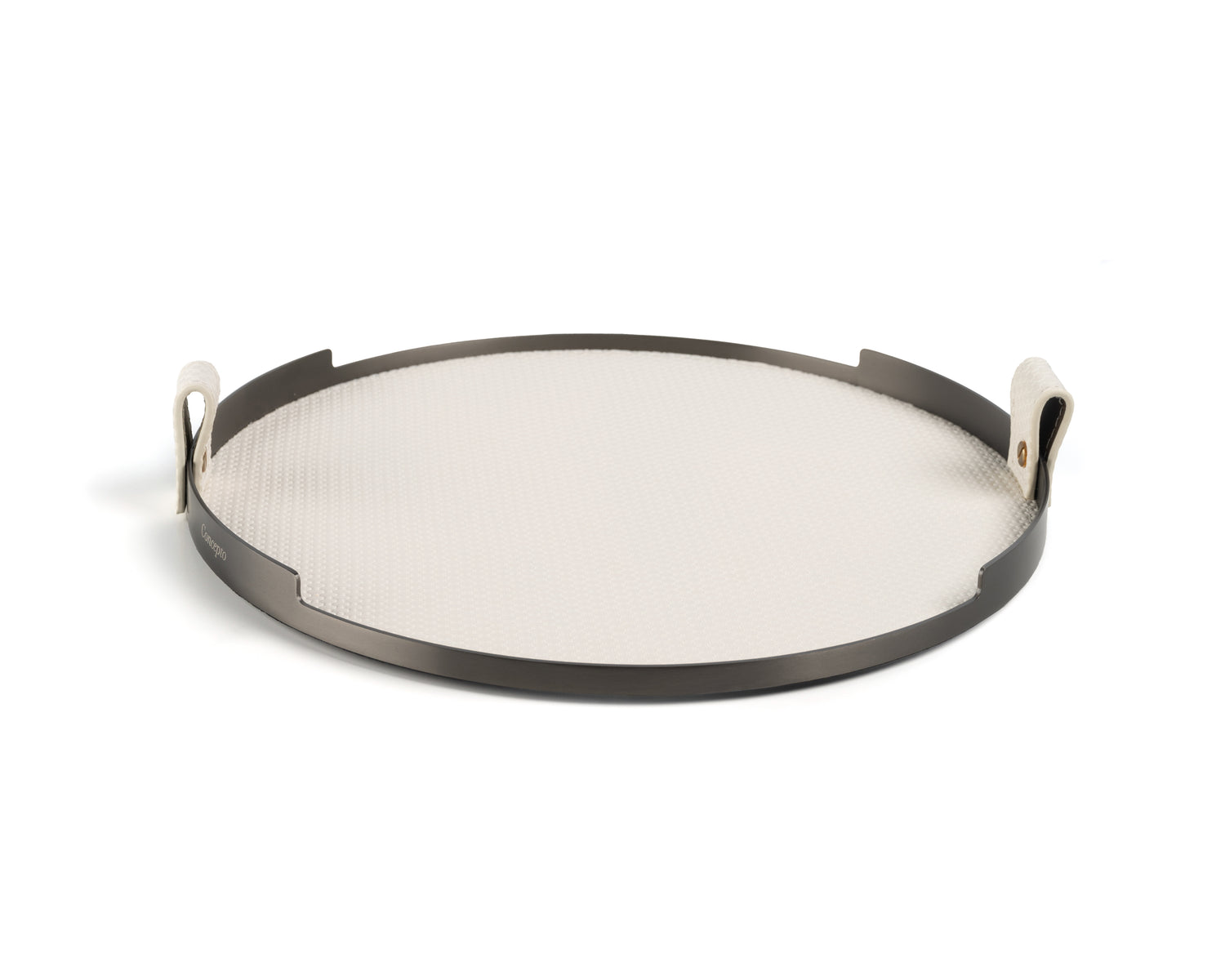 White Circler Brushed Steel Tray
