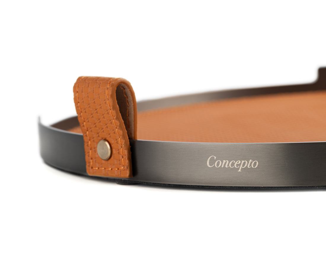 Tan Circler Brushed Steel Tray