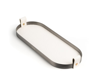 White Capsule Brushed Steel Tray