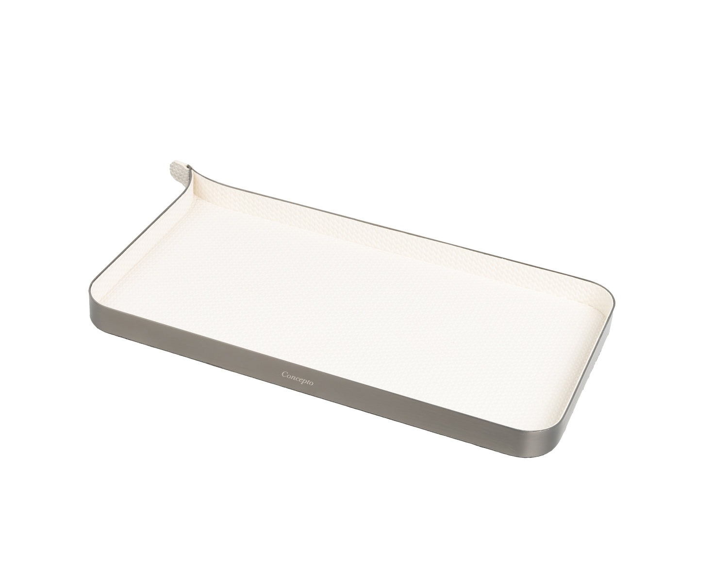 White Rectangular Brushed Steel Tray