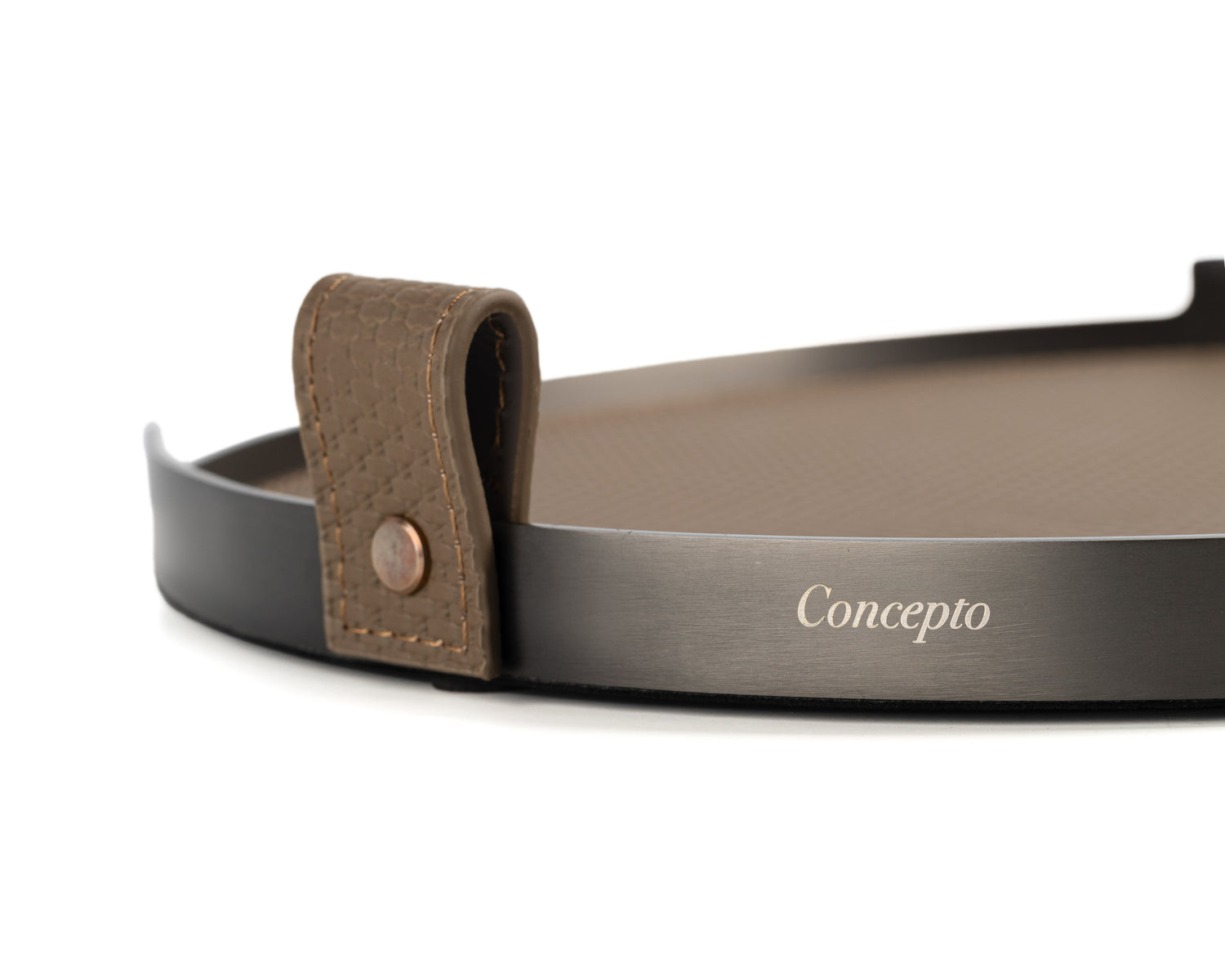 Taupe Circler Brushed Steel Tray