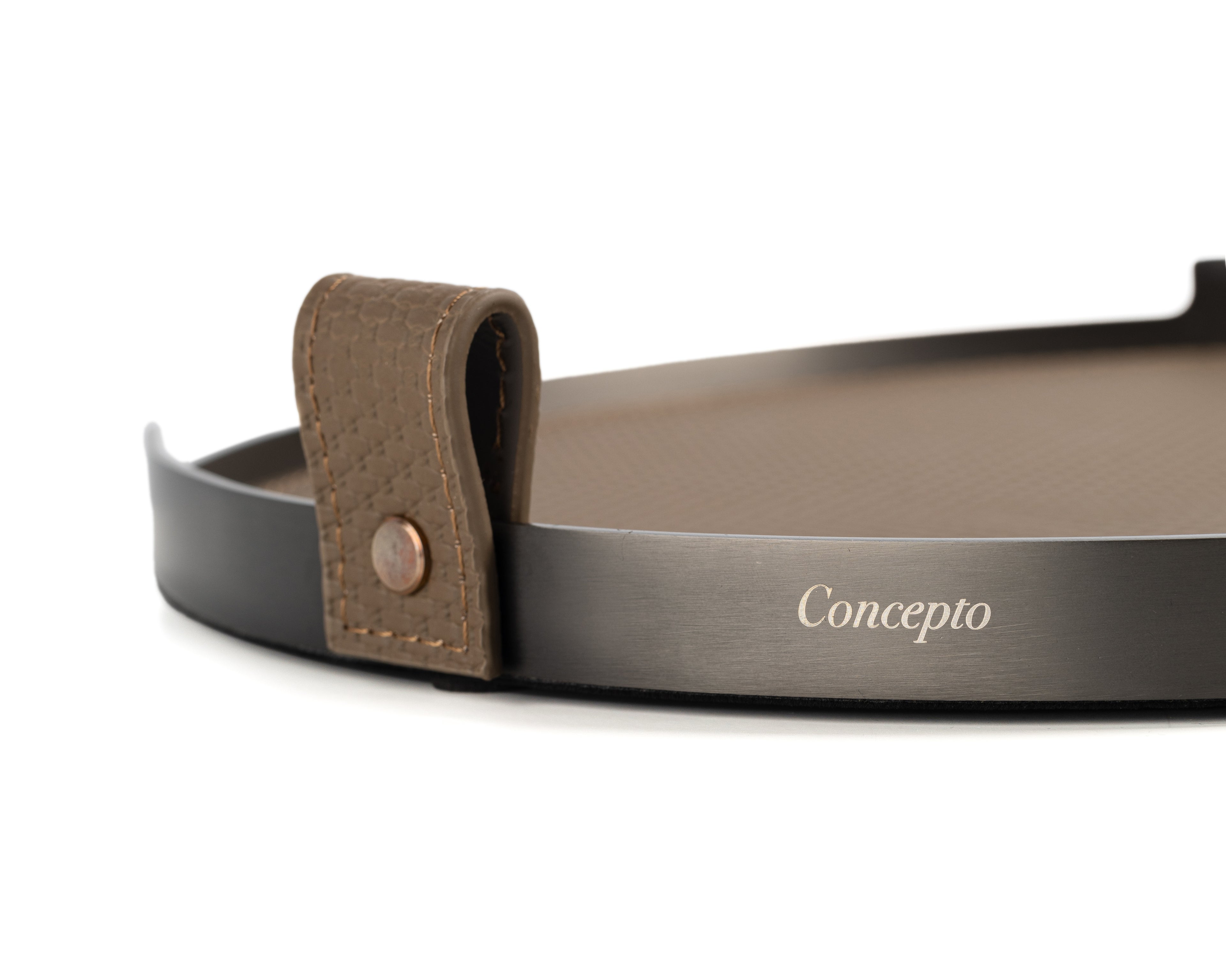 Taupe Circler Brushed Steel Tray