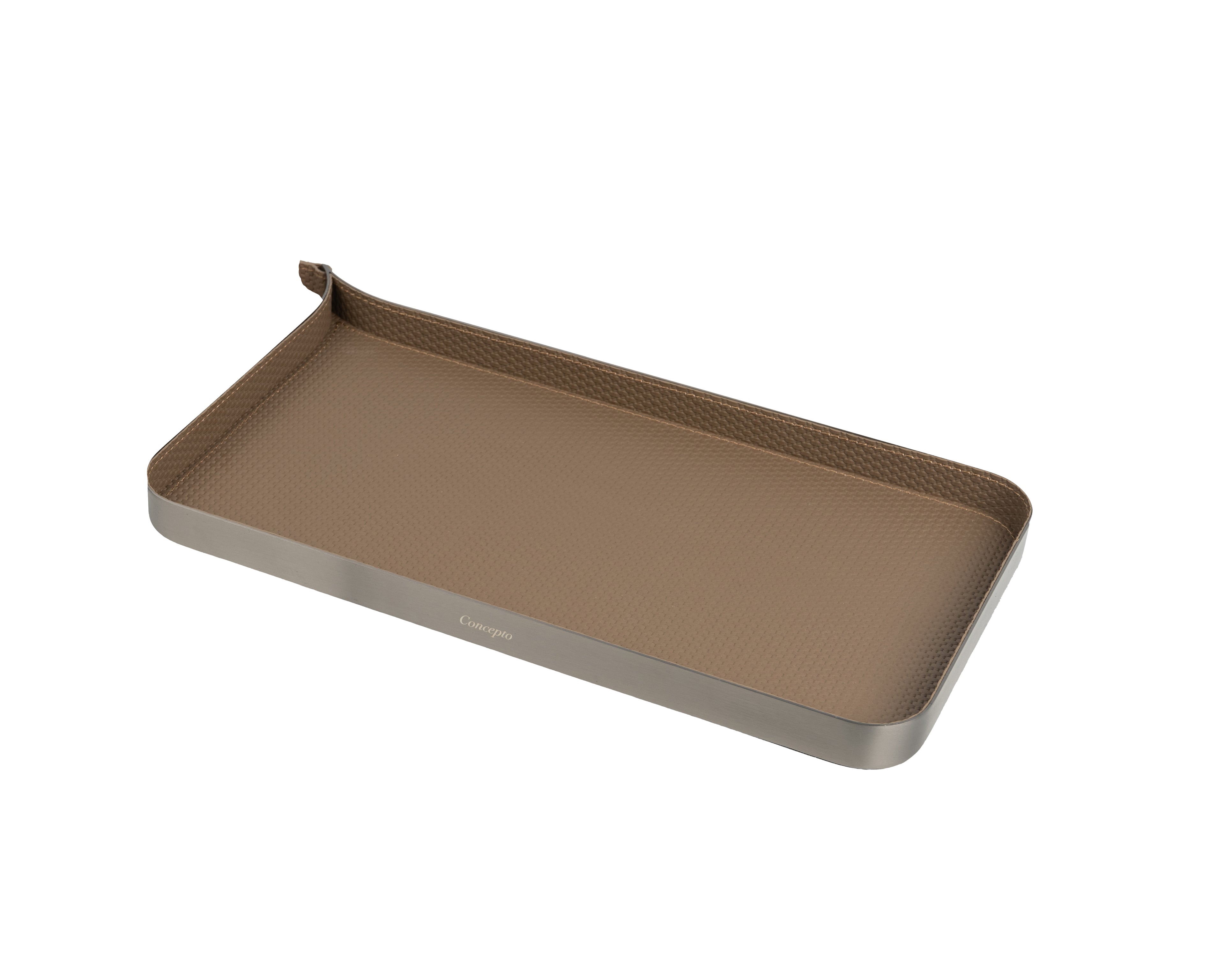 Taupe Rectangular Brushed Steel Tray