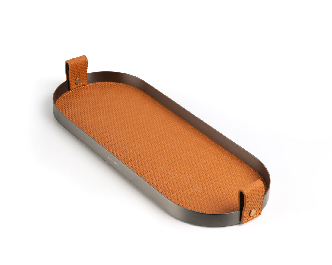 Tan Capsule Brushed Steel Tray