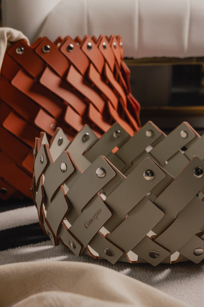 Small Cream Leather Basket